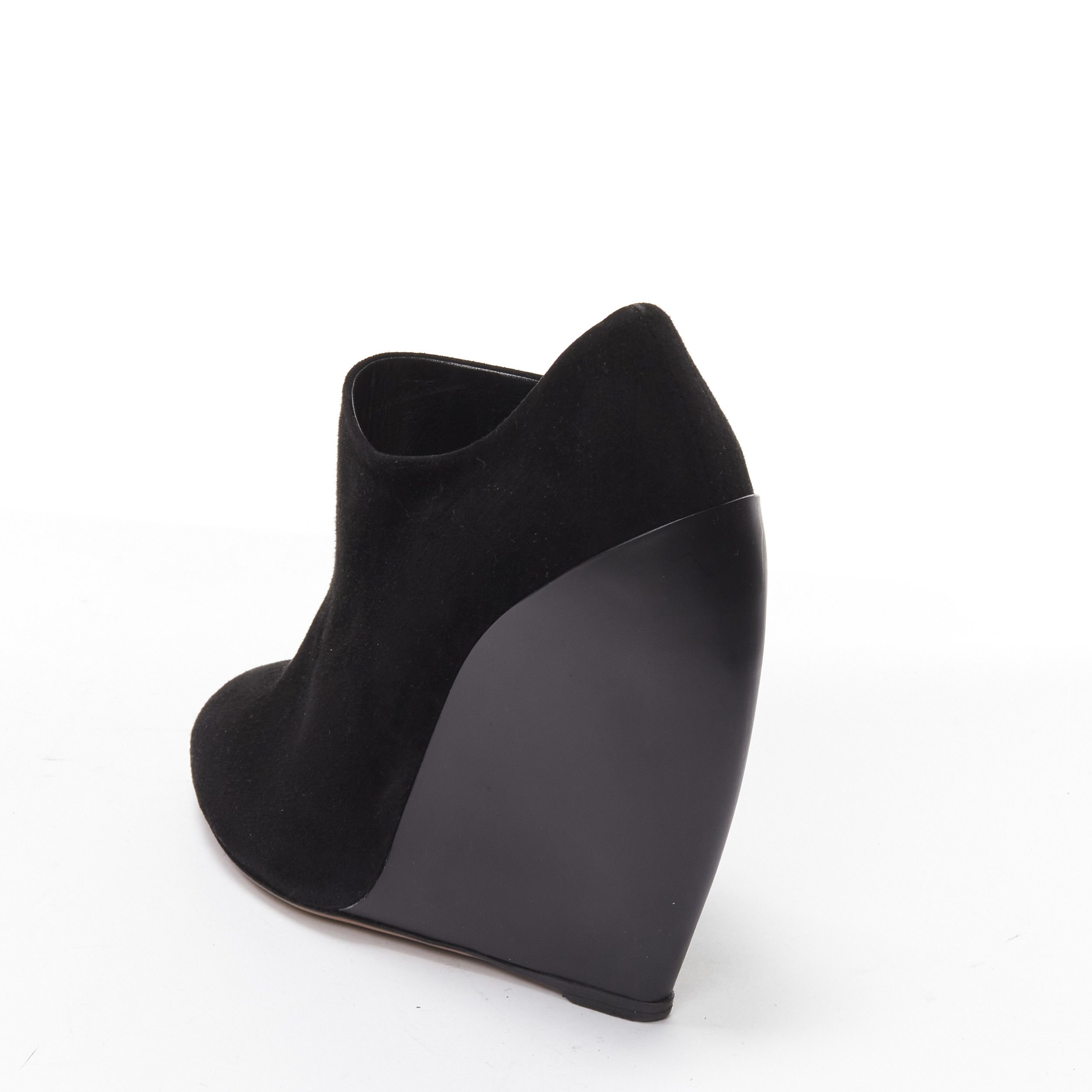 Alaia AZZEDINE ALAIA black suede curved wedge round toe ankle bootie EU37 Size US 7 / IT 37 - 2 Thumbnail