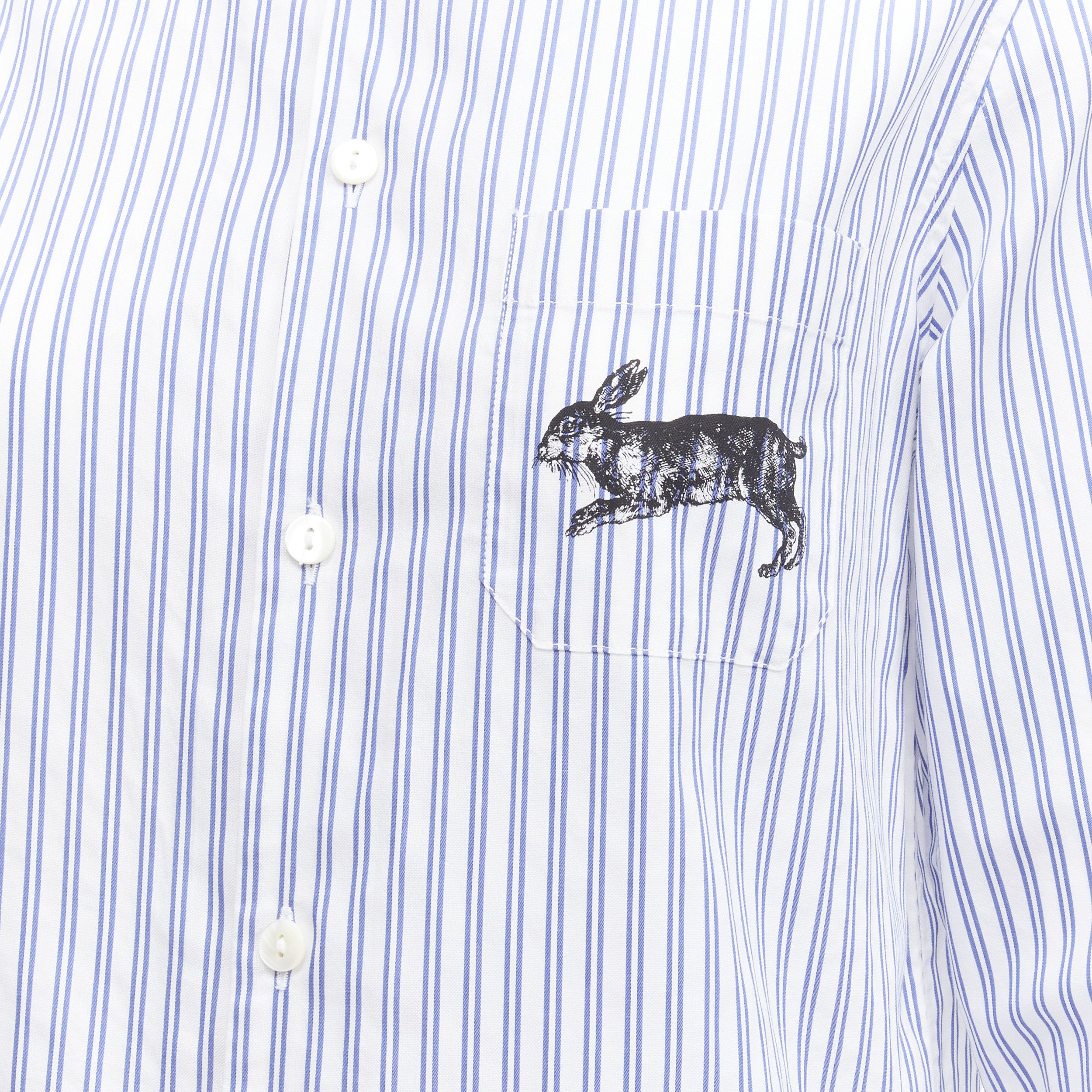 Gucci GUCCI 2017 rabbit print blue white striped cotton pyjama dress shirt IT44 L Size M / US 6-8 / IT 42-44 - 2 Thumbnail