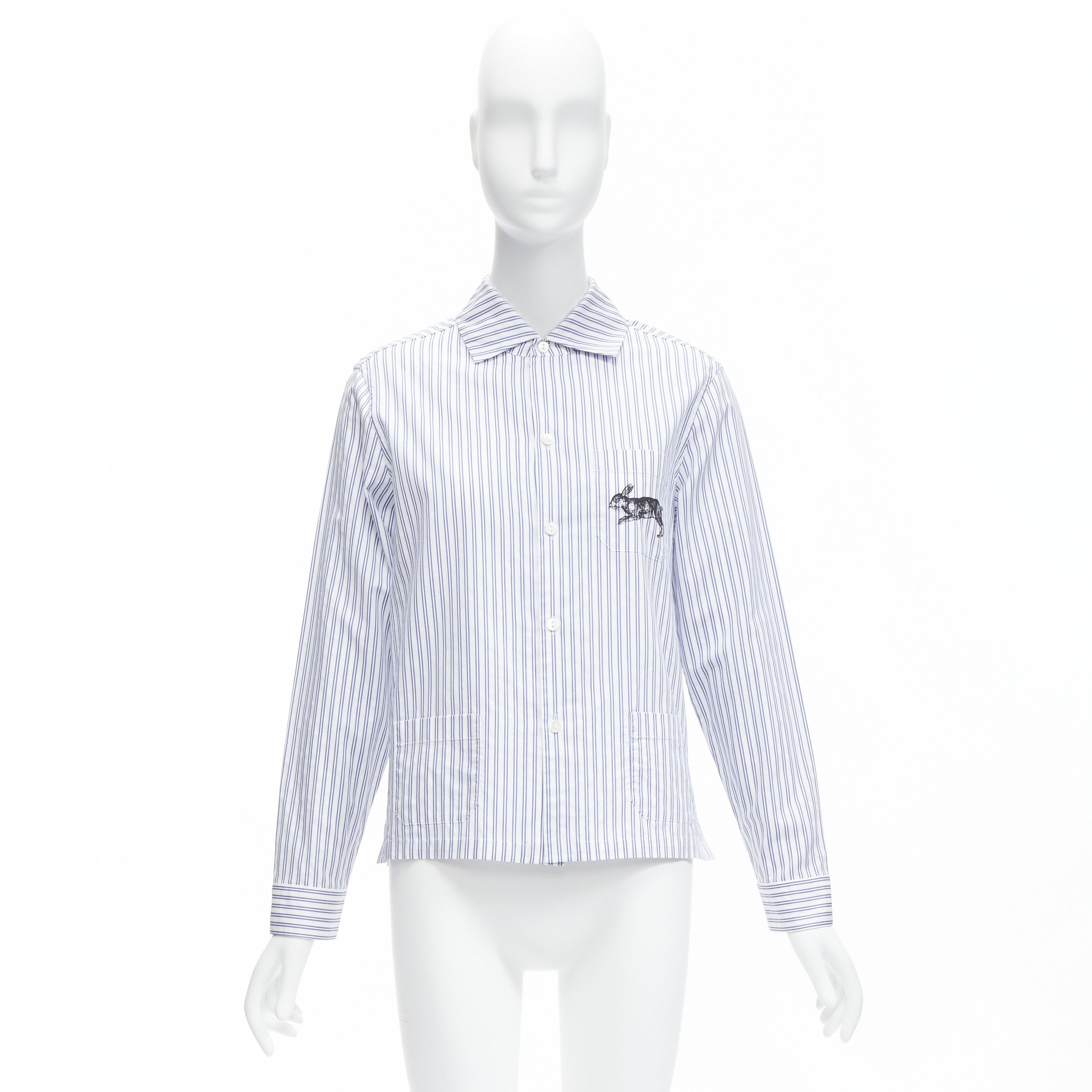 Gucci GUCCI 2017 rabbit print blue white striped cotton pyjama dress shirt IT44 L Size M / US 6-8 / IT 42-44 - 10 Thumbnail