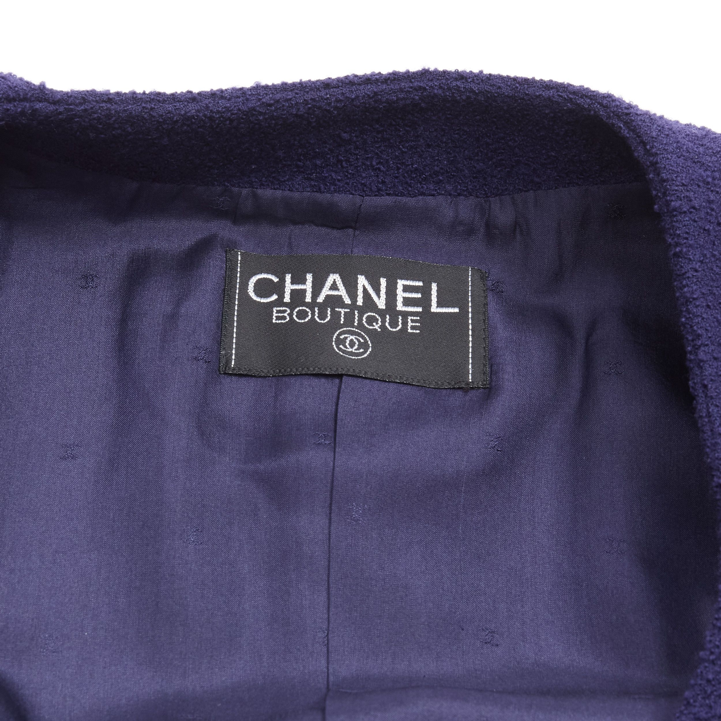 Chanel CHANEL Vintage navy blue tweed gold CC buttons 4 pocket jacket Size M / US 6-8 / IT 42-44 - 10 Thumbnail