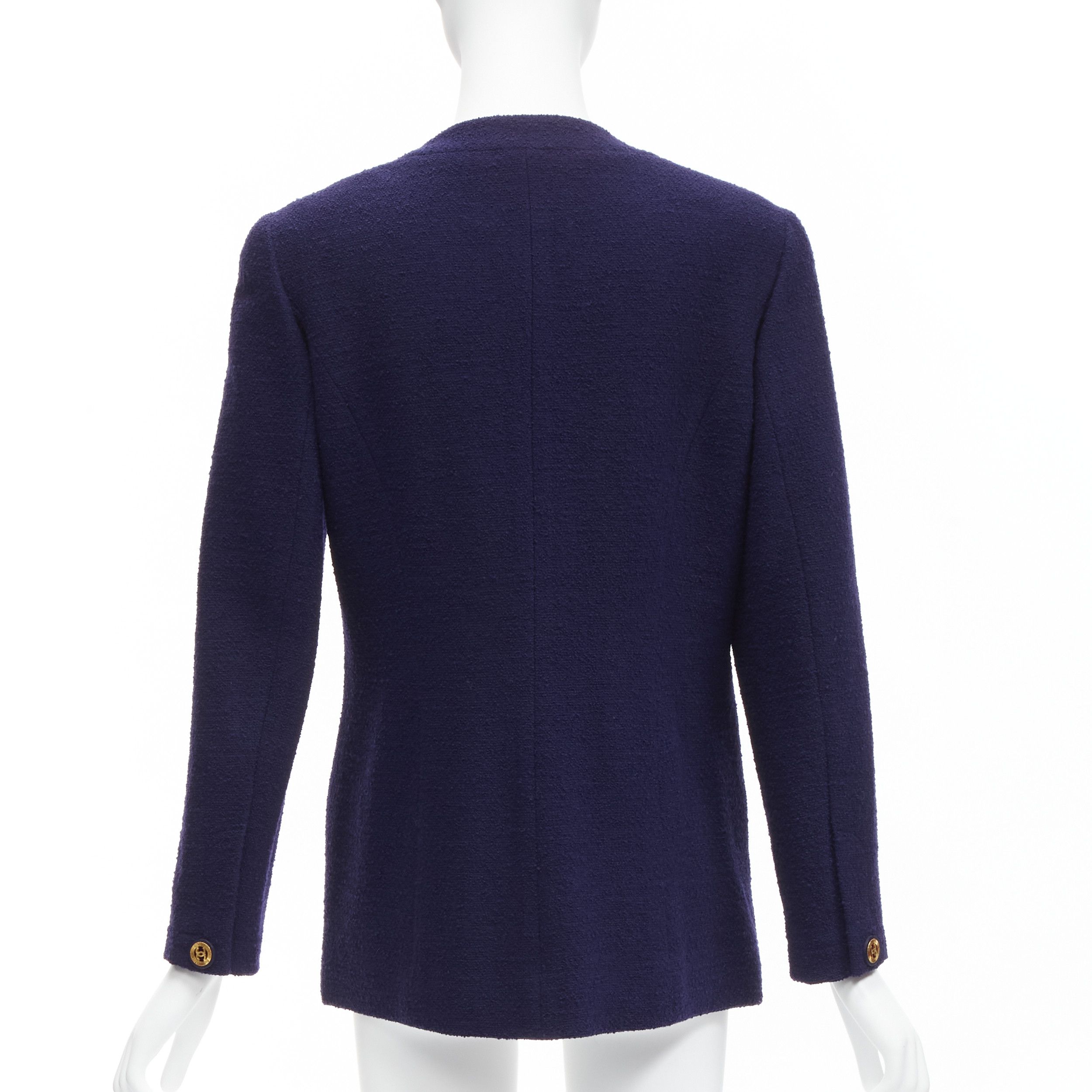 Chanel CHANEL Vintage navy blue tweed gold CC buttons 4 pocket jacket Size M / US 6-8 / IT 42-44 - 6 Thumbnail