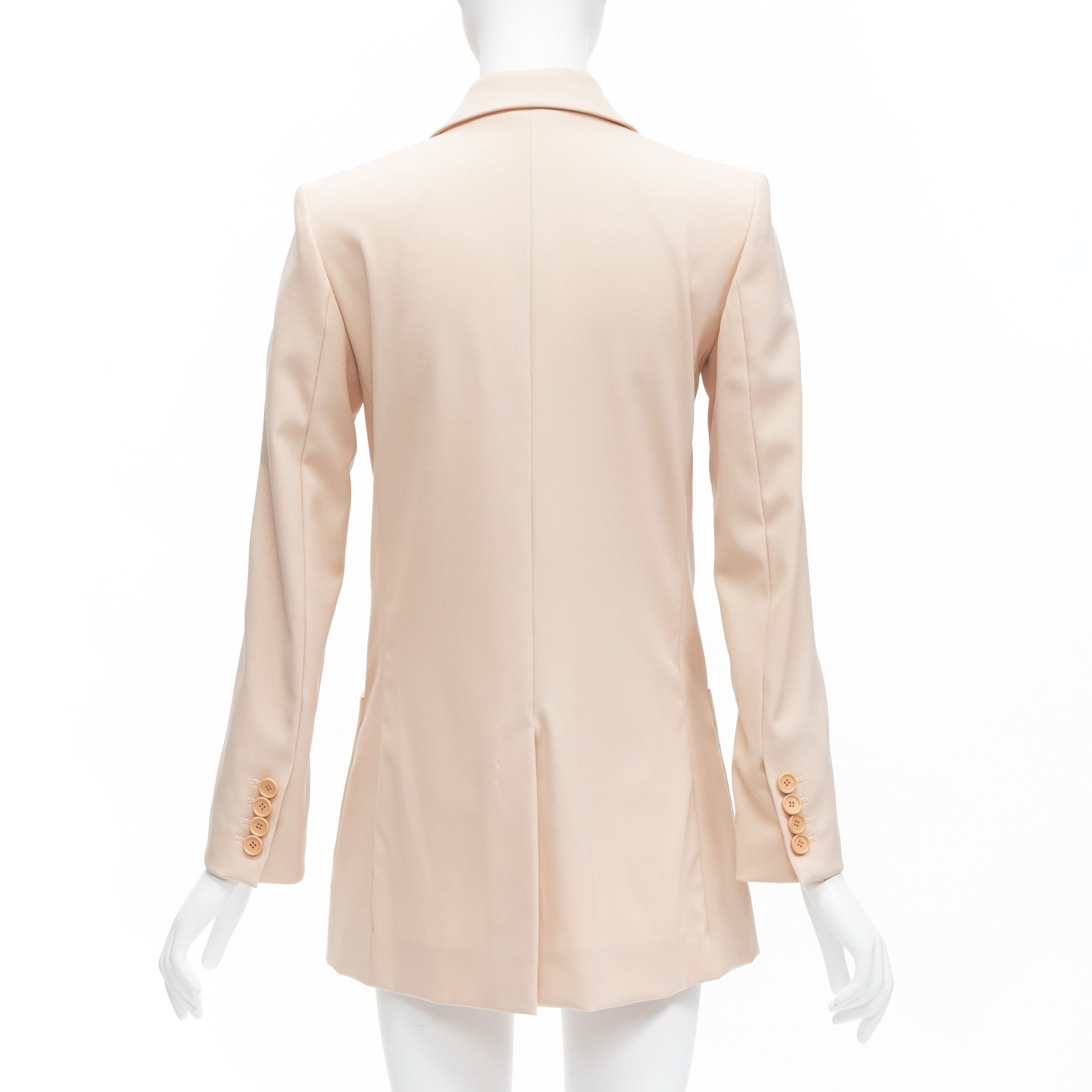 Oscar De La Renta OSCAR DE LA RENTA 2018 blush pink virgin wool 3 pocket longline blazer jacket US0 XS Size S / US 4 / IT 40 - 6 Thumbnail