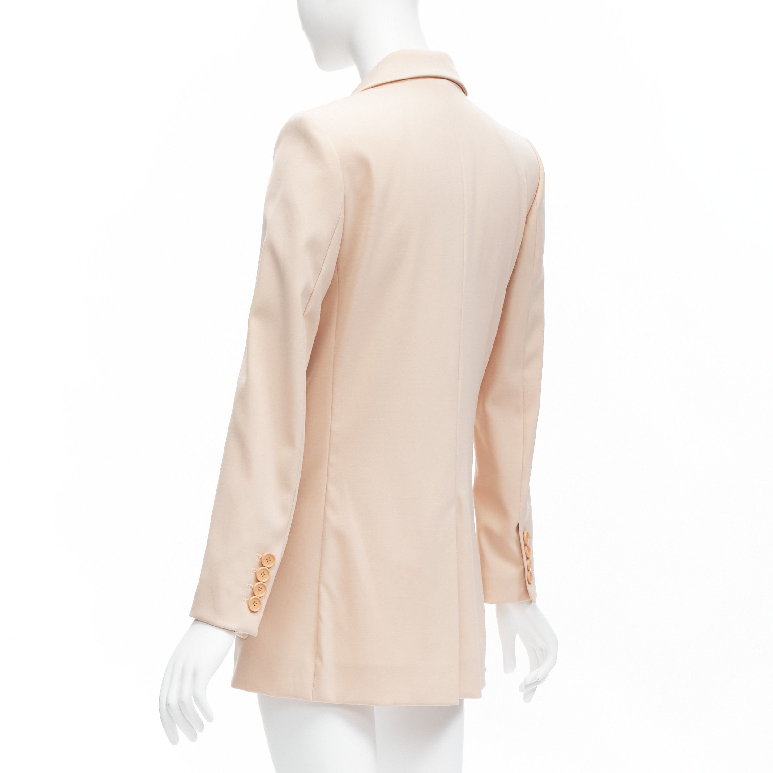 Oscar De La Renta OSCAR DE LA RENTA 2018 blush pink virgin wool 3 pocket longline blazer jacket US0 XS Size S / US 4 / IT 40 - 7 Thumbnail