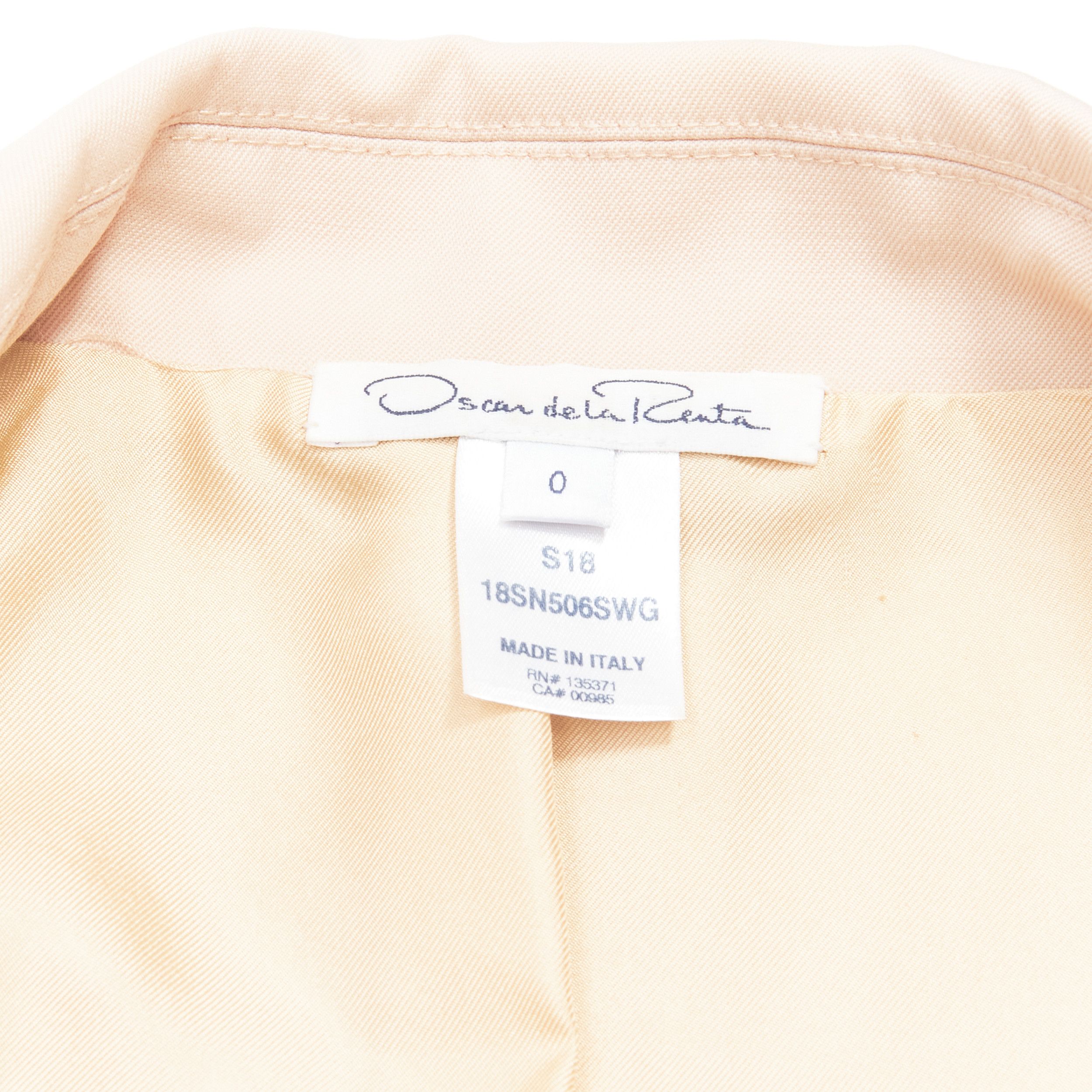 Oscar De La Renta OSCAR DE LA RENTA 2018 blush pink virgin wool 3 pocket longline blazer jacket US0 XS Size S / US 4 / IT 40 - 10 Thumbnail