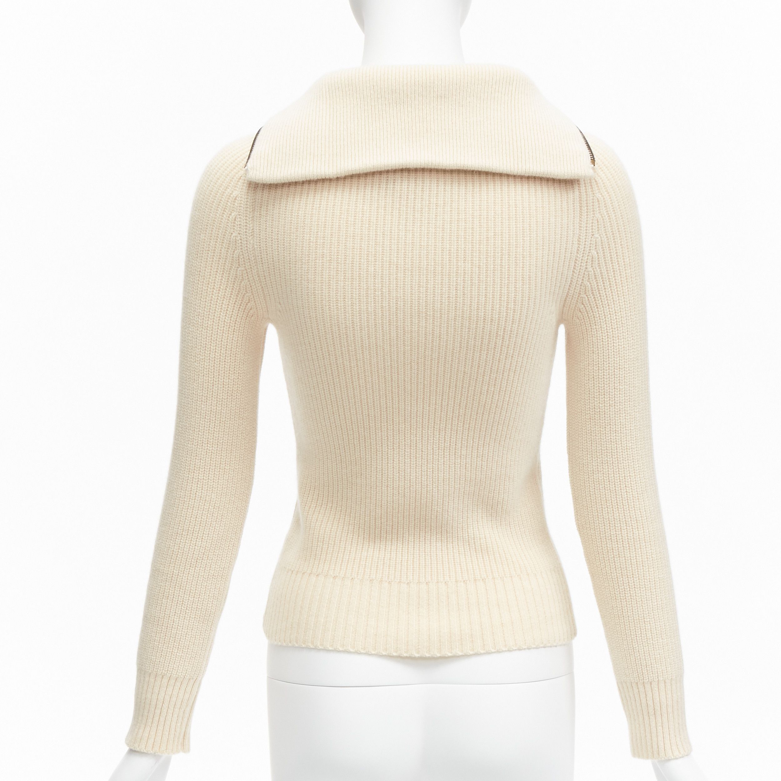 Petar Petrov new PETAR PETROV 2022 100% cashmere cream half zip sailor collar ribbed sweater FR34 XS Size XS / US 0-2 / IT 36-38 - 5 Thumbnail