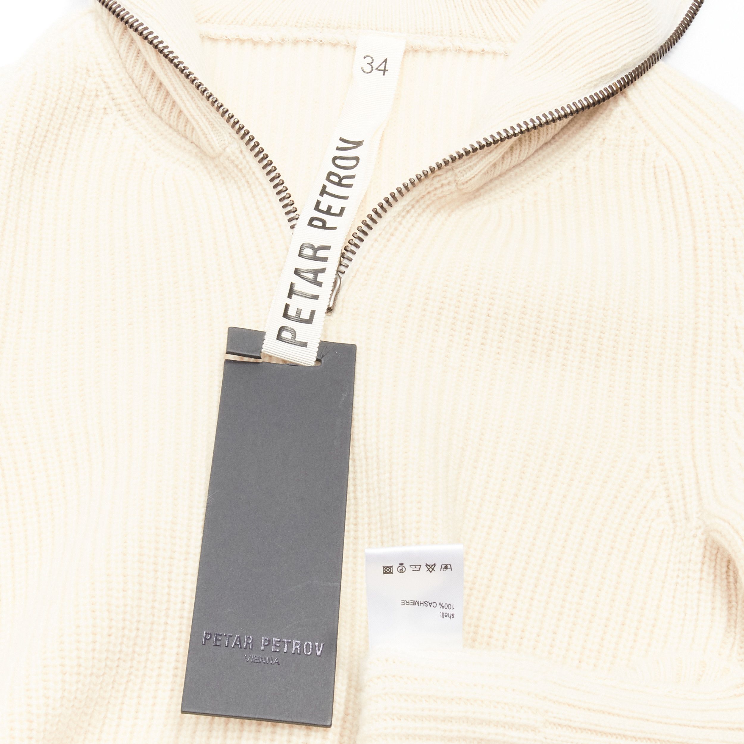 Petar Petrov new PETAR PETROV 2022 100% cashmere cream half zip sailor collar ribbed sweater FR34 XS Size XS / US 0-2 / IT 36-38 - 9 Thumbnail