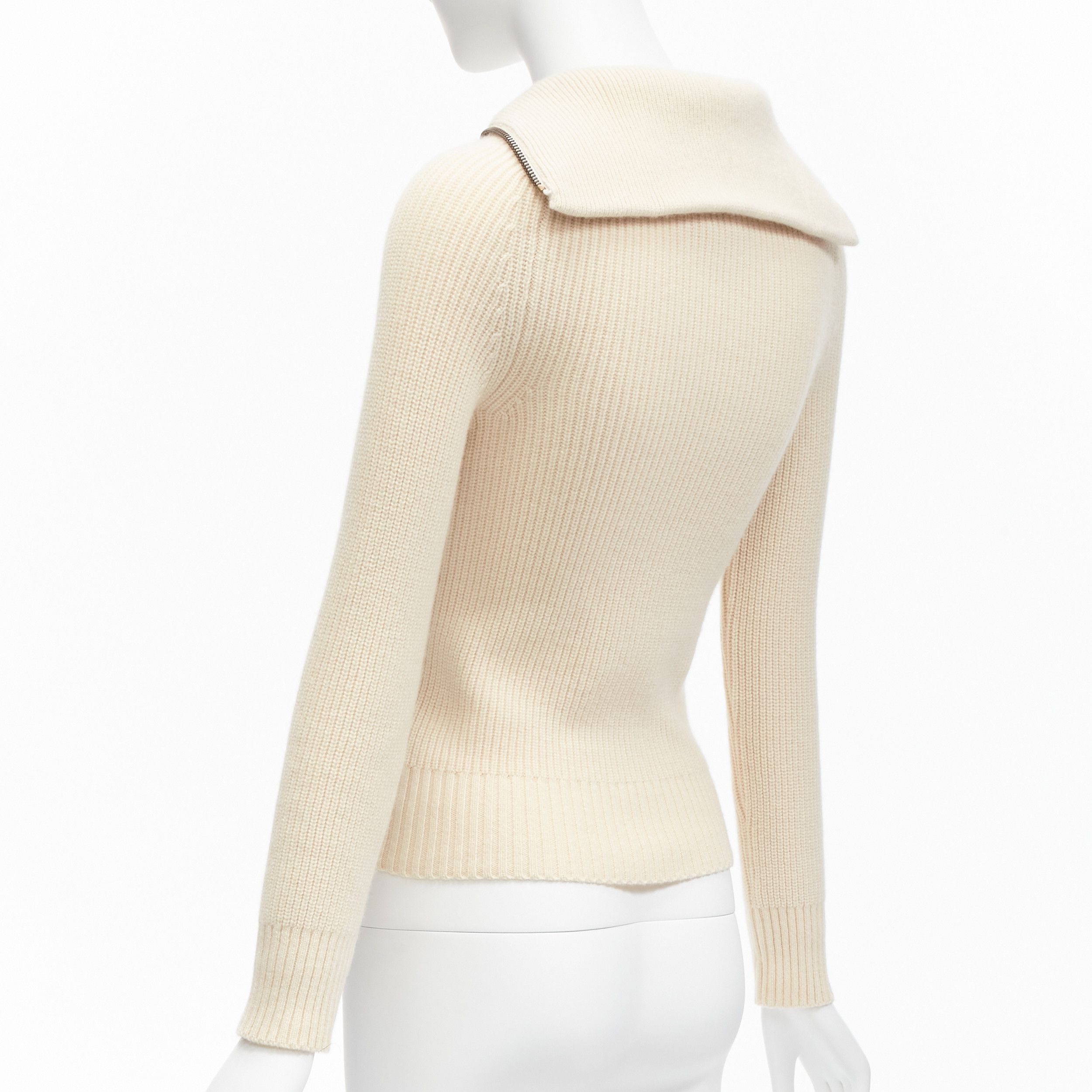 Petar Petrov new PETAR PETROV 2022 100% cashmere cream half zip sailor collar ribbed sweater FR34 XS Size XS / US 0-2 / IT 36-38 - 6 Thumbnail