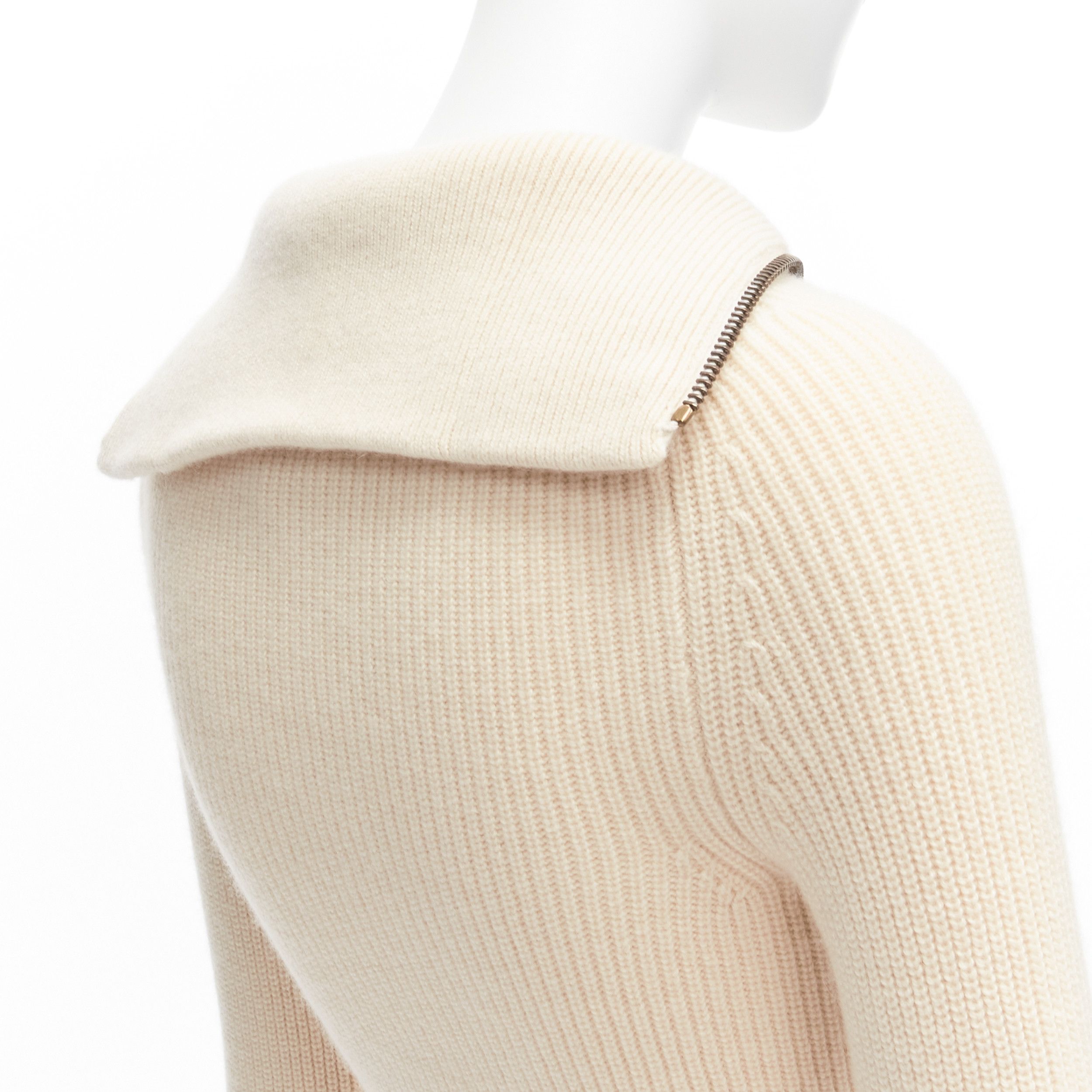 Petar Petrov new PETAR PETROV 2022 100% cashmere cream half zip sailor collar ribbed sweater FR34 XS Size XS / US 0-2 / IT 36-38 - 2 Thumbnail