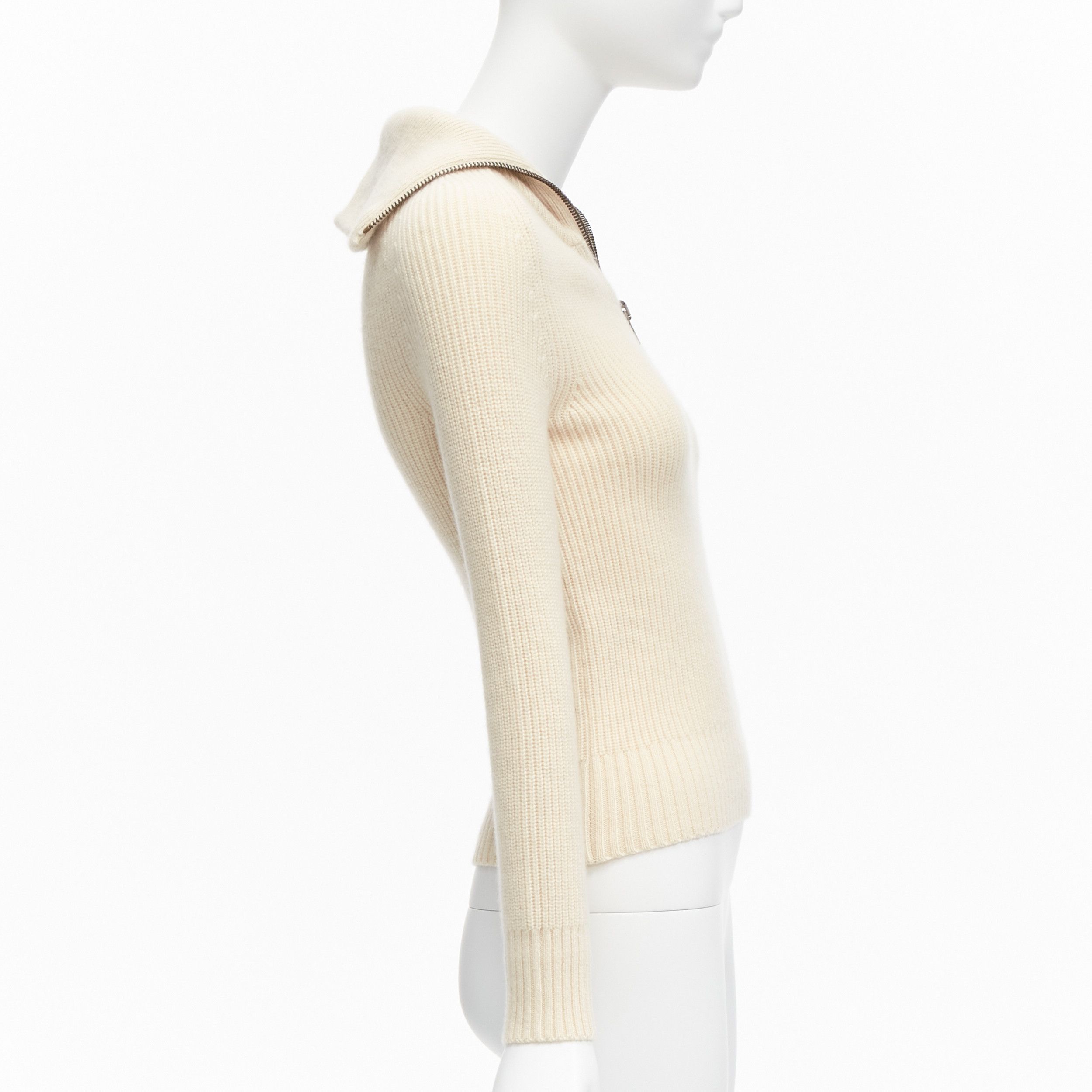 Petar Petrov new PETAR PETROV 2022 100% cashmere cream half zip sailor collar ribbed sweater FR34 XS Size XS / US 0-2 / IT 36-38 - 4 Thumbnail