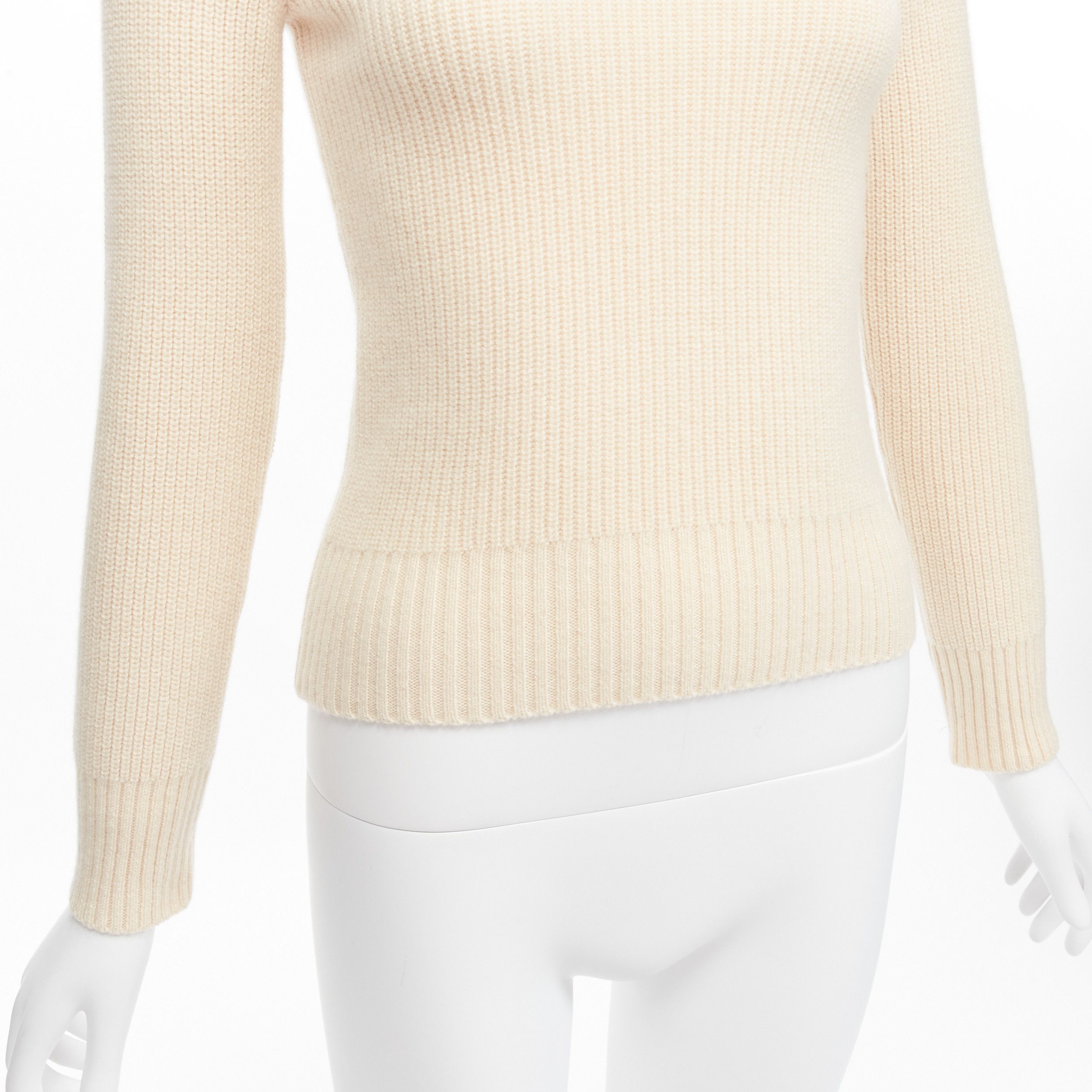 Petar Petrov new PETAR PETROV 2022 100% cashmere cream half zip sailor collar ribbed sweater FR34 XS Size XS / US 0-2 / IT 36-38 - 8 Thumbnail