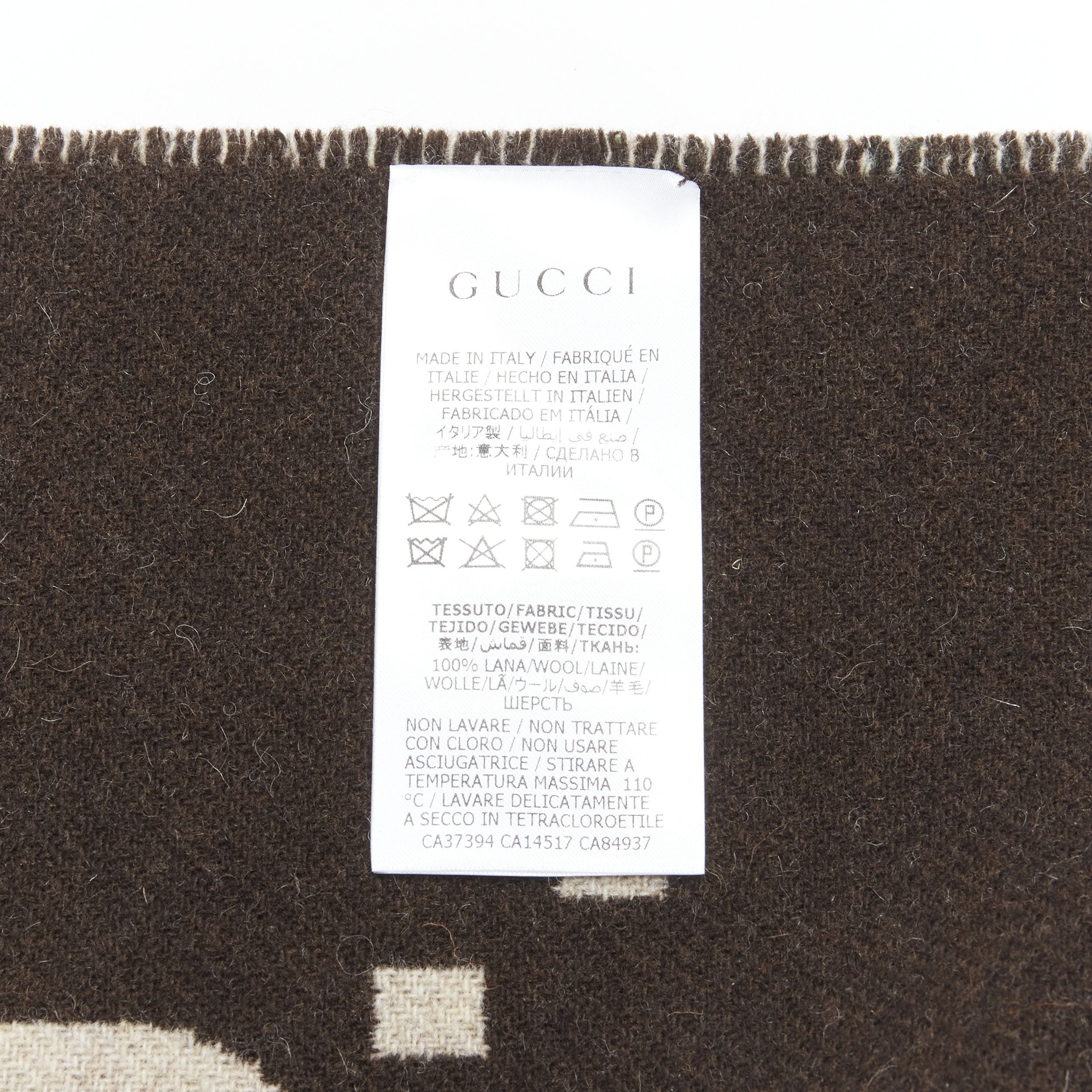 Gucci GUCCI 100% wool green red plaid tartan brown GG monogram blanket scarf Size ONE SIZE - 10 Thumbnail