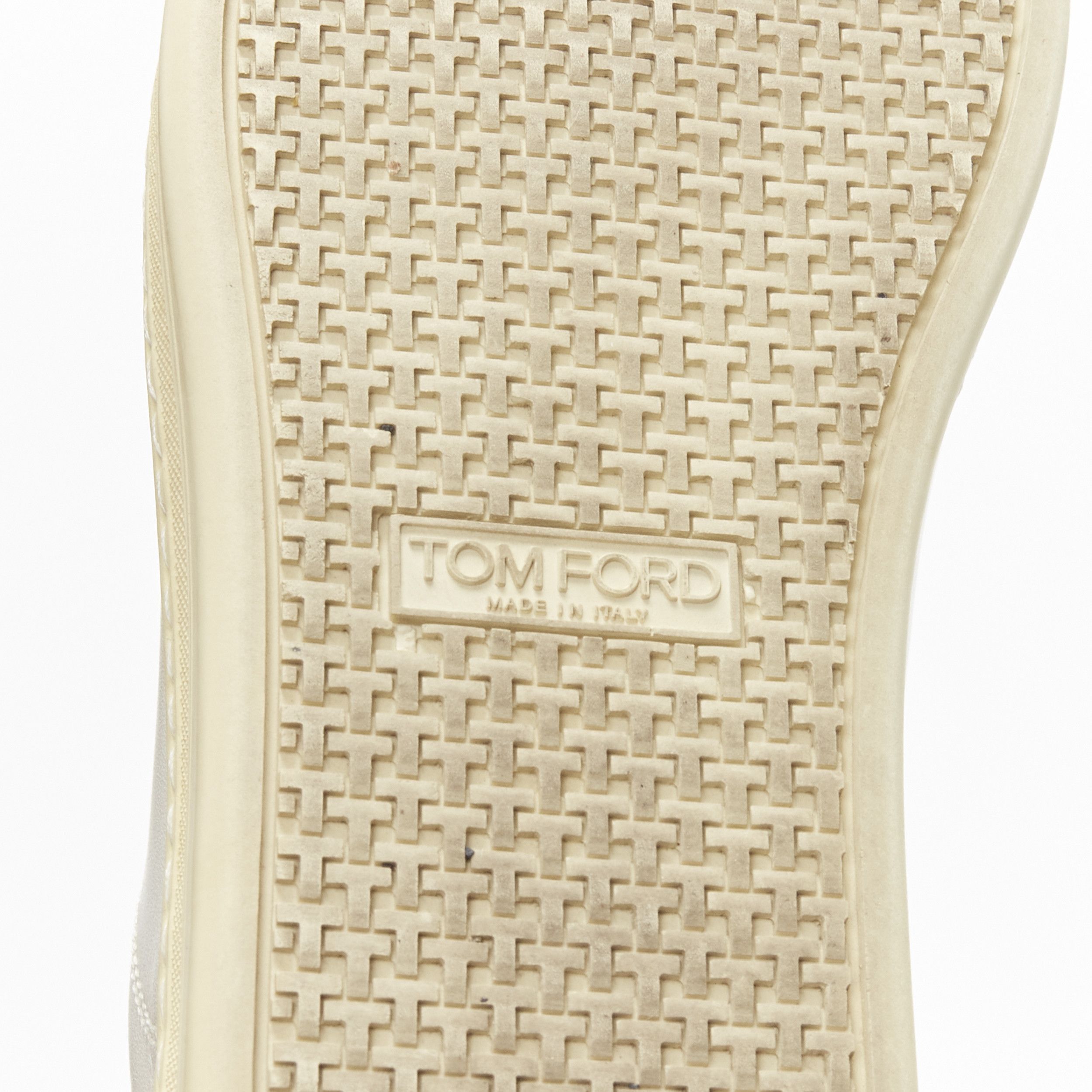 Tom Ford TOM FORD TF logo cream stiff leather minimal classic lace up sneakers EU36 Size US 6 / IT 36 - 10 Thumbnail