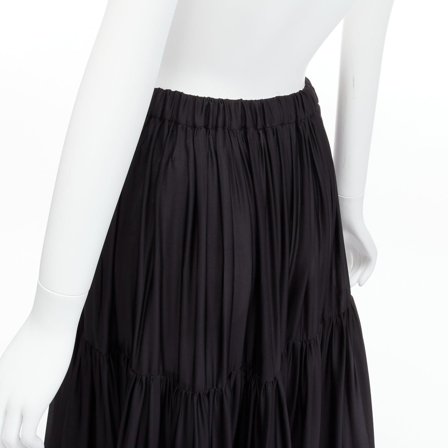 Stella McCartney STELLA MCCARTNEY 100% silk black crin flounce hem tiered midi skirt IT36 XXS Size 25" / US 0 / IT 36 - 8 Thumbnail