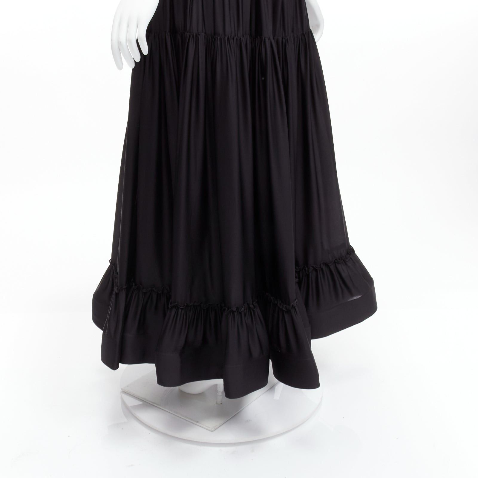 Stella McCartney STELLA MCCARTNEY 100% silk black crin flounce hem tiered midi skirt IT36 XXS Size 25" / US 0 / IT 36 - 2 Thumbnail