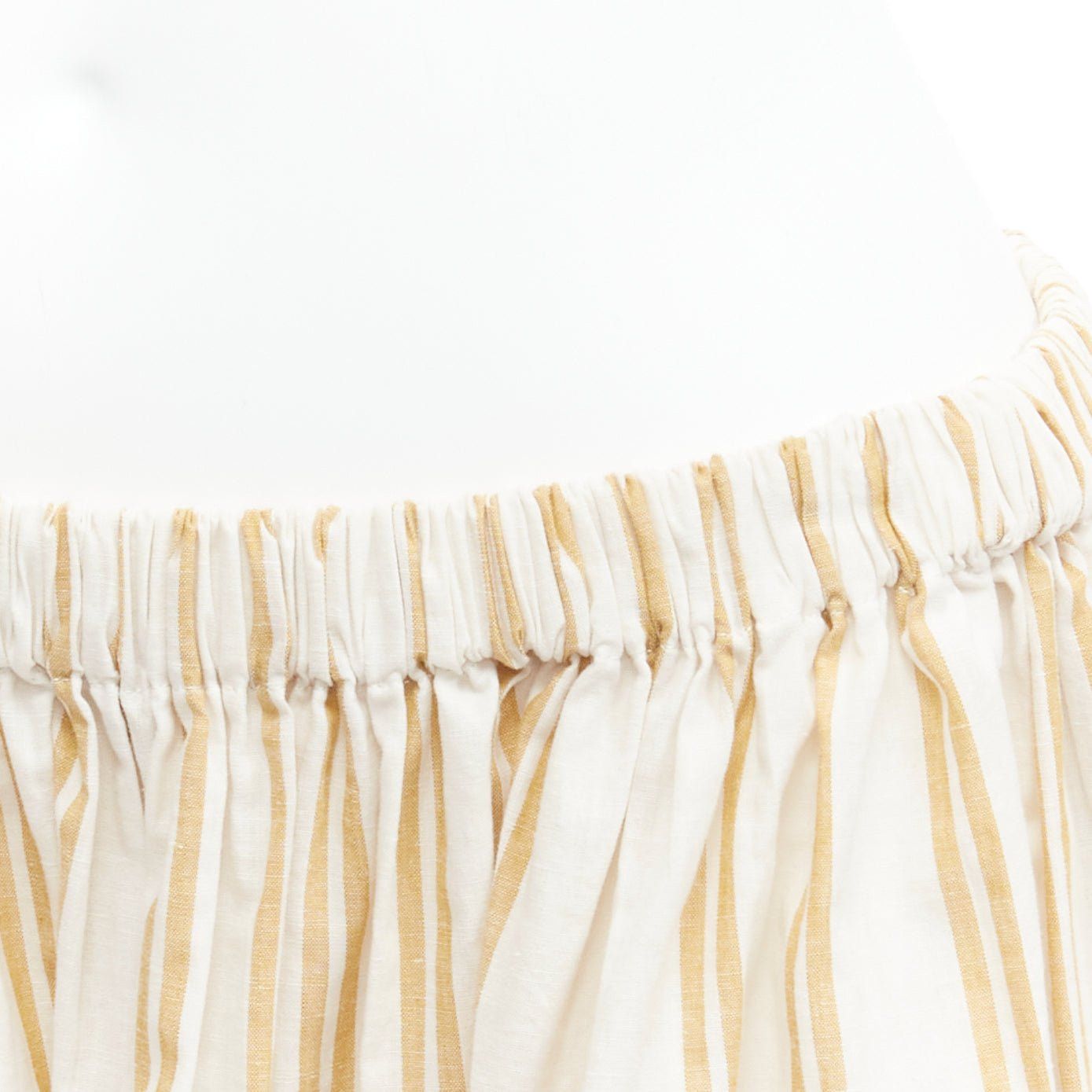 Oscar De La Renta OSCAR DE LA RENTA 2019 cotton ramie linen ruched cutout striped balloon skirt US0 XS Size 26" / US 2 / IT 38 - 2 Thumbnail