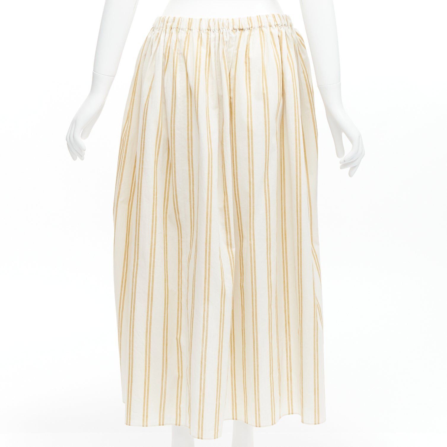 Oscar De La Renta OSCAR DE LA RENTA 2019 cotton ramie linen ruched cutout striped balloon skirt US0 XS Size 26" / US 2 / IT 38 - 5 Thumbnail