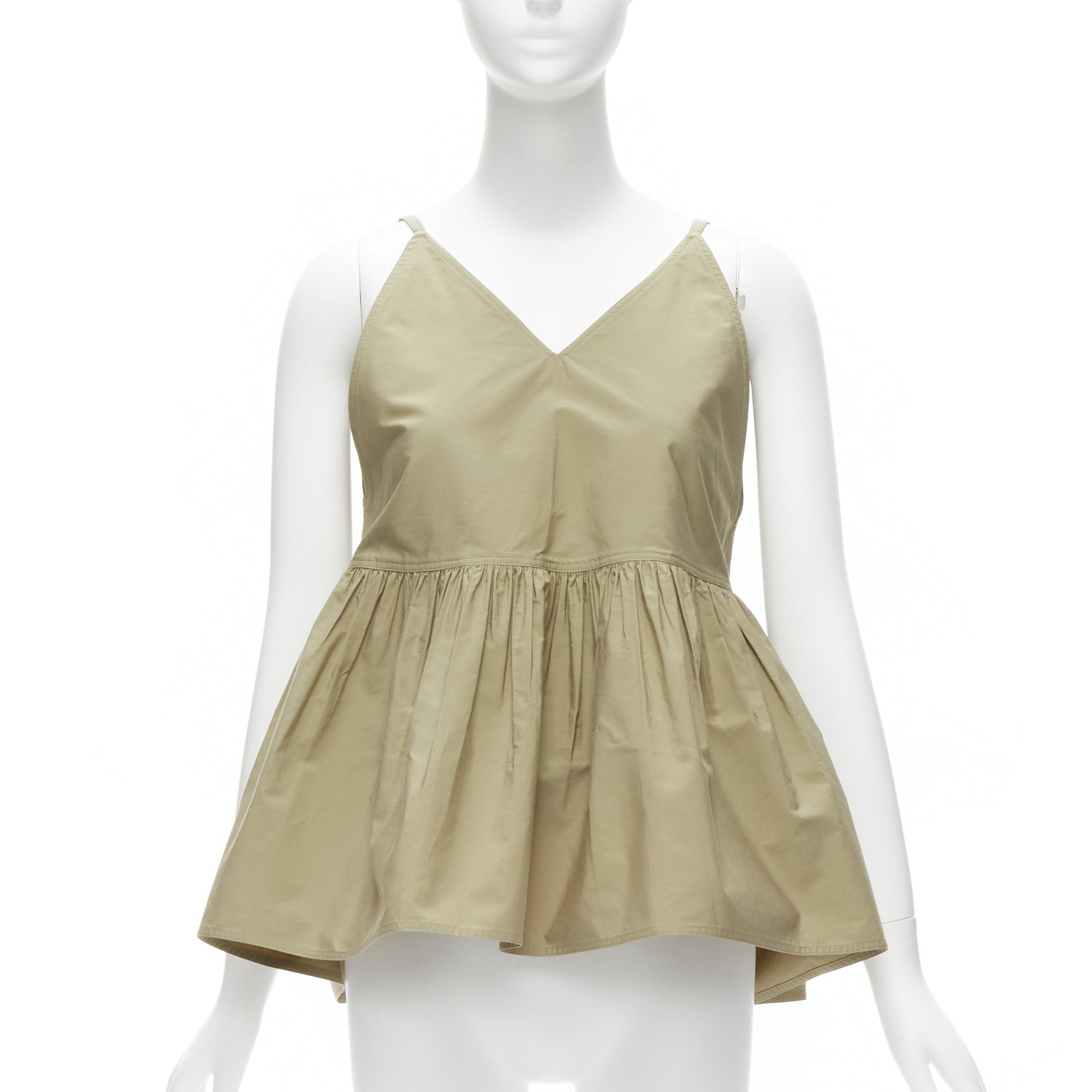 SOFIE D'HOORE SOFIE D'HOORE green cotton V neck spaghetti flare safari tank top FR34 XS Size XS / US 0-2 / IT 36-38 - 3 Thumbnail