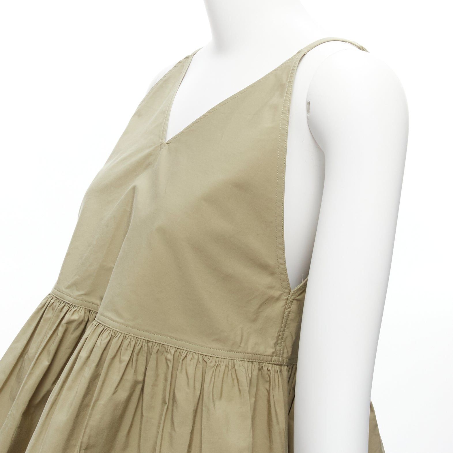 SOFIE D'HOORE SOFIE D'HOORE green cotton V neck spaghetti flare safari tank top FR34 XS Size XS / US 0-2 / IT 36-38 - 2 Thumbnail