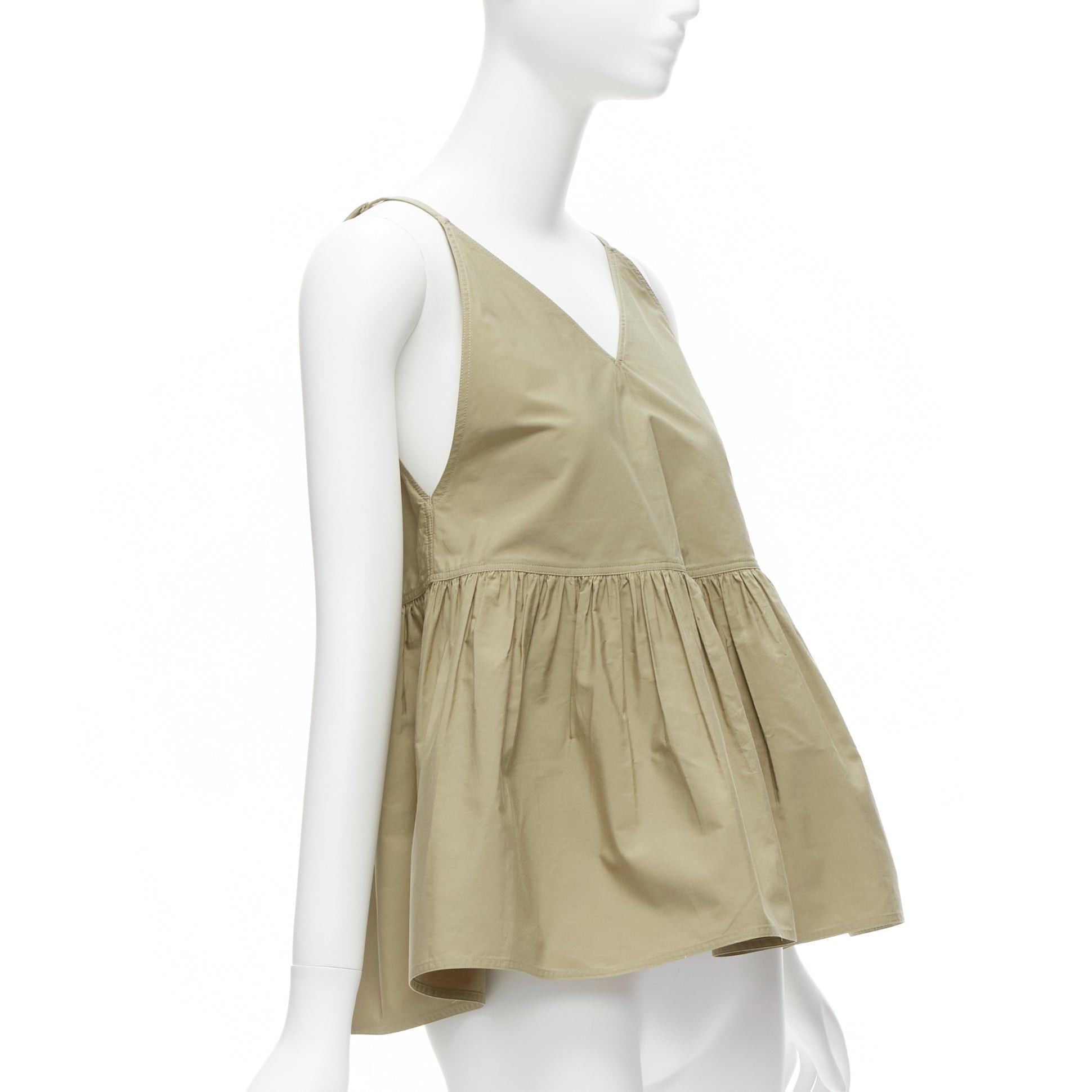 SOFIE D'HOORE SOFIE D'HOORE green cotton V neck spaghetti flare safari tank top FR34 XS Size XS / US 0-2 / IT 36-38 - 4 Thumbnail