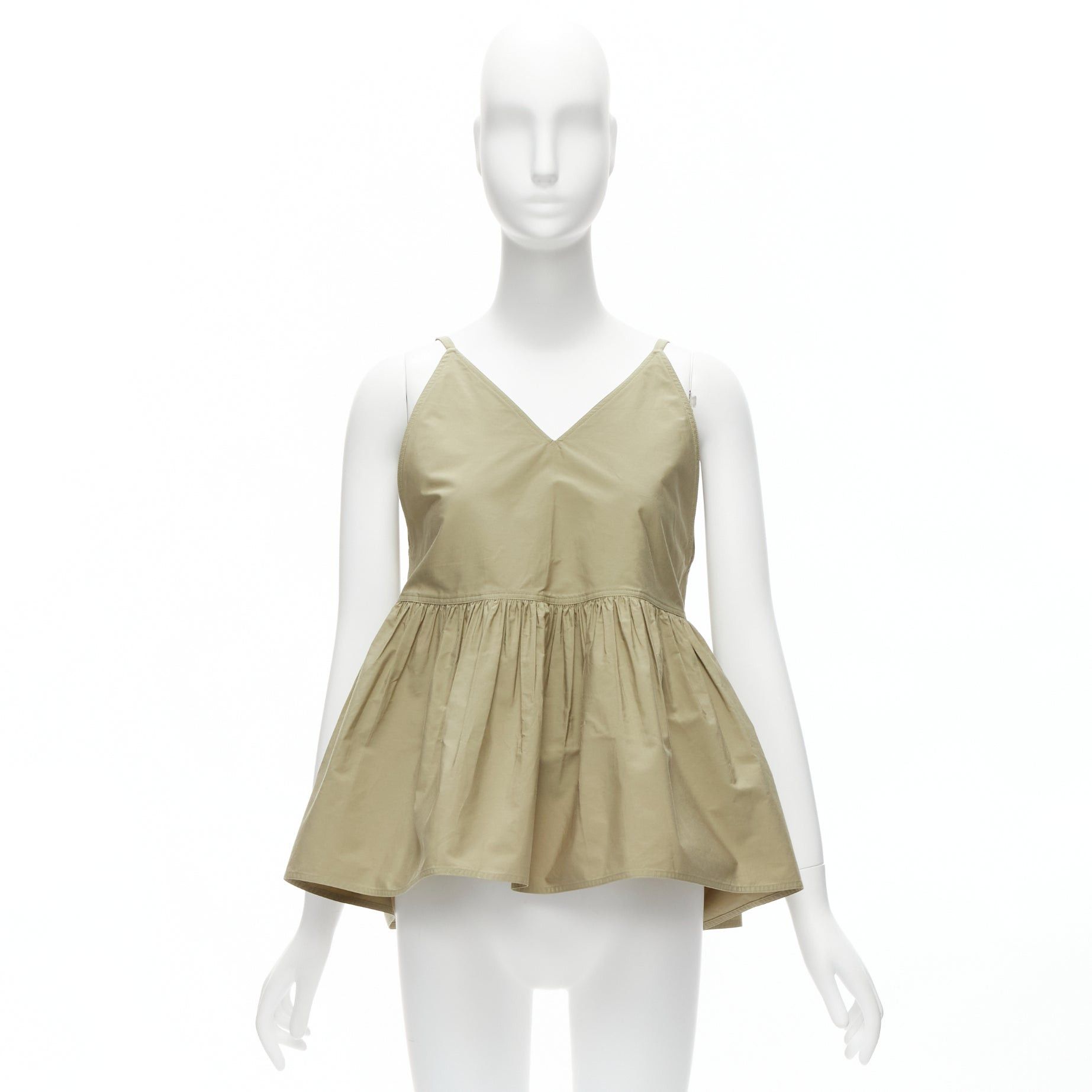 SOFIE D'HOORE SOFIE D'HOORE green cotton V neck spaghetti flare safari tank top FR34 XS Size XS / US 0-2 / IT 36-38 - 10 Thumbnail