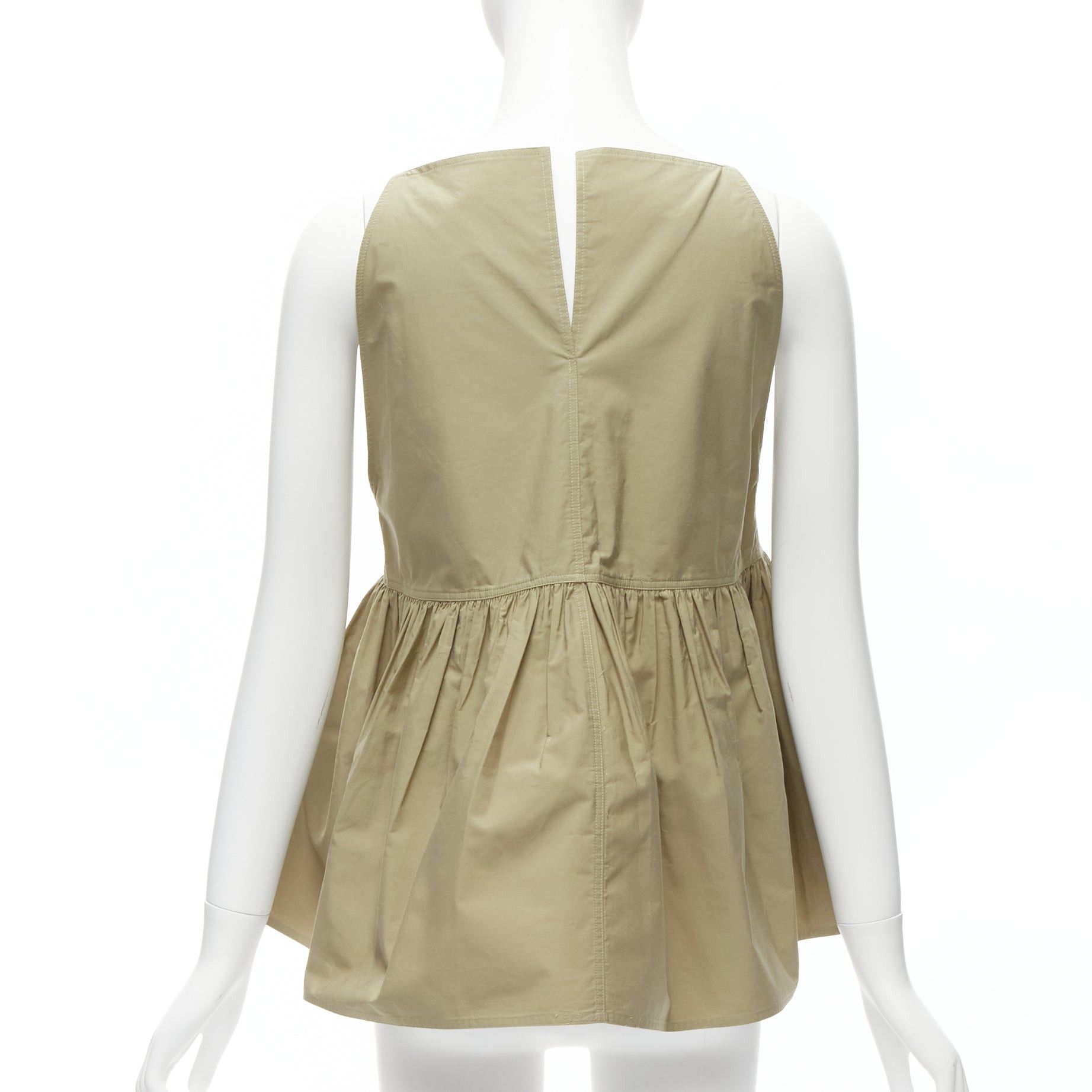 SOFIE D'HOORE SOFIE D'HOORE green cotton V neck spaghetti flare safari tank top FR34 XS Size XS / US 0-2 / IT 36-38 - 5 Thumbnail