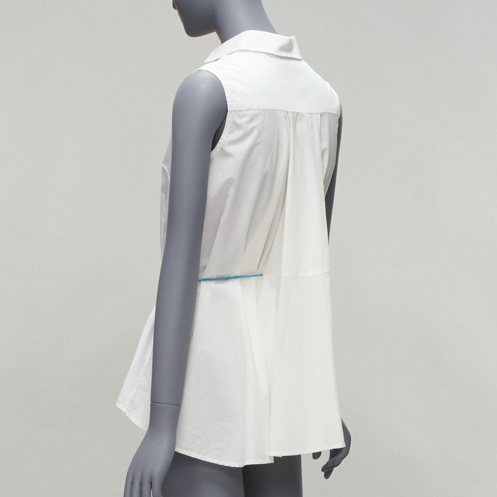 Other PALMER HARDING blue drawstring tie back white flare sleeveless shirt UK6 XS Size XS / US 0-2 / IT 36-38 - 6 Thumbnail