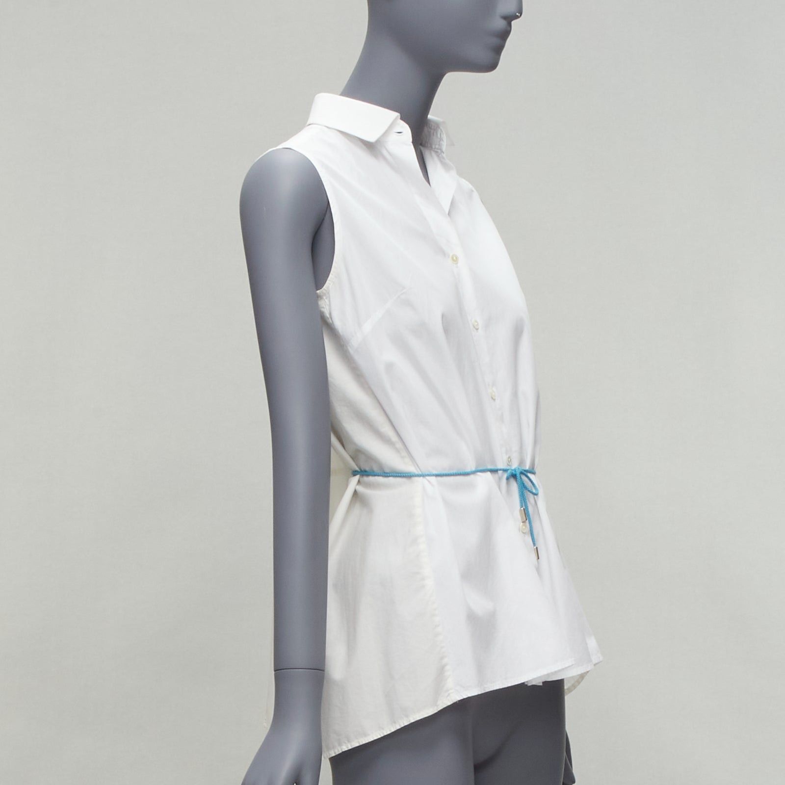 Other PALMER HARDING blue drawstring tie back white flare sleeveless shirt UK6 XS Size XS / US 0-2 / IT 36-38 - 3 Thumbnail