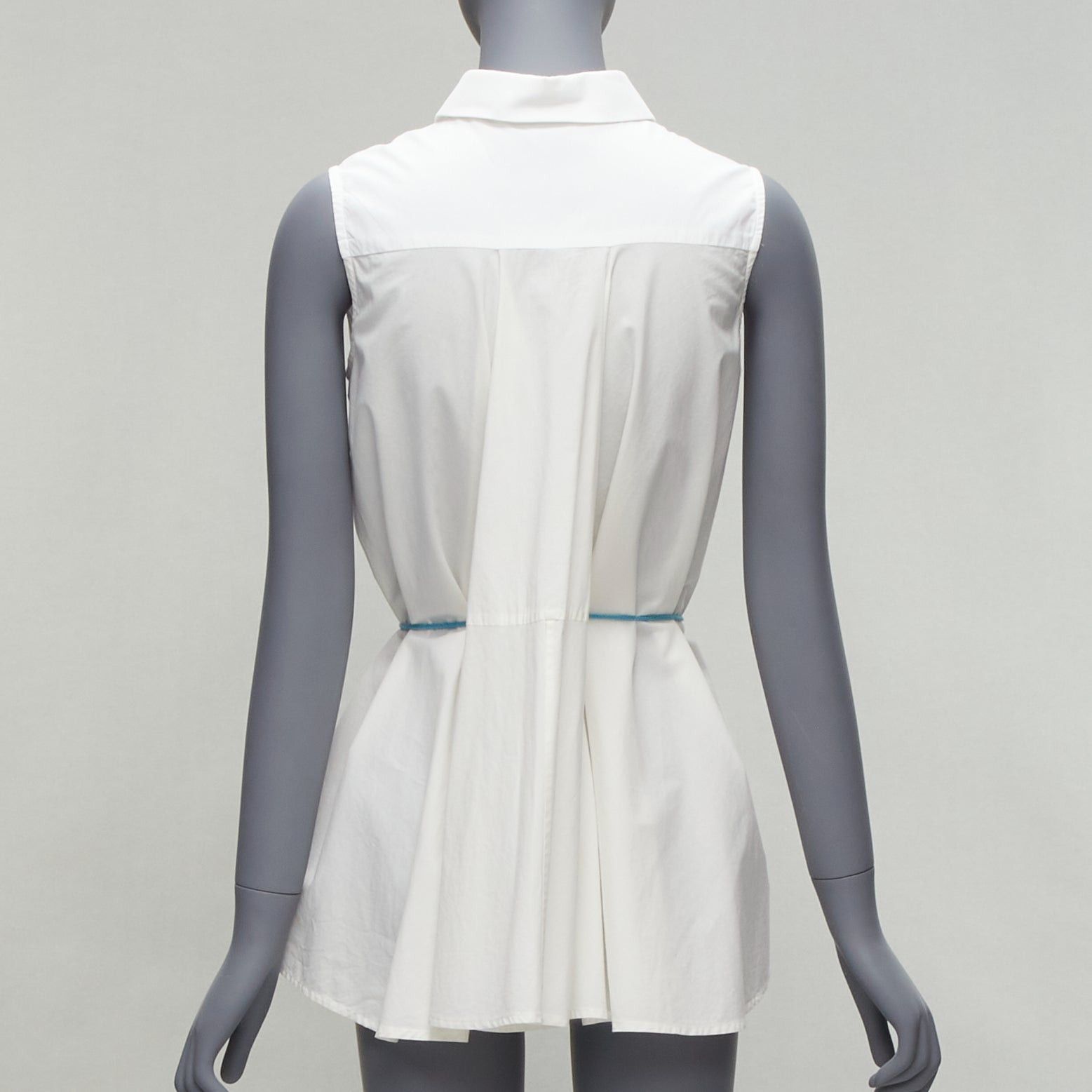Other PALMER HARDING blue drawstring tie back white flare sleeveless shirt UK6 XS Size XS / US 0-2 / IT 36-38 - 5 Thumbnail