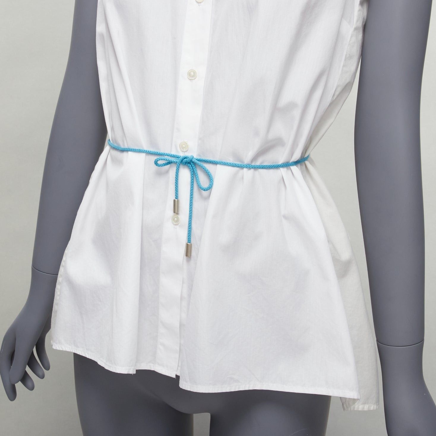 Other PALMER HARDING blue drawstring tie back white flare sleeveless shirt UK6 XS Size XS / US 0-2 / IT 36-38 - 7 Thumbnail