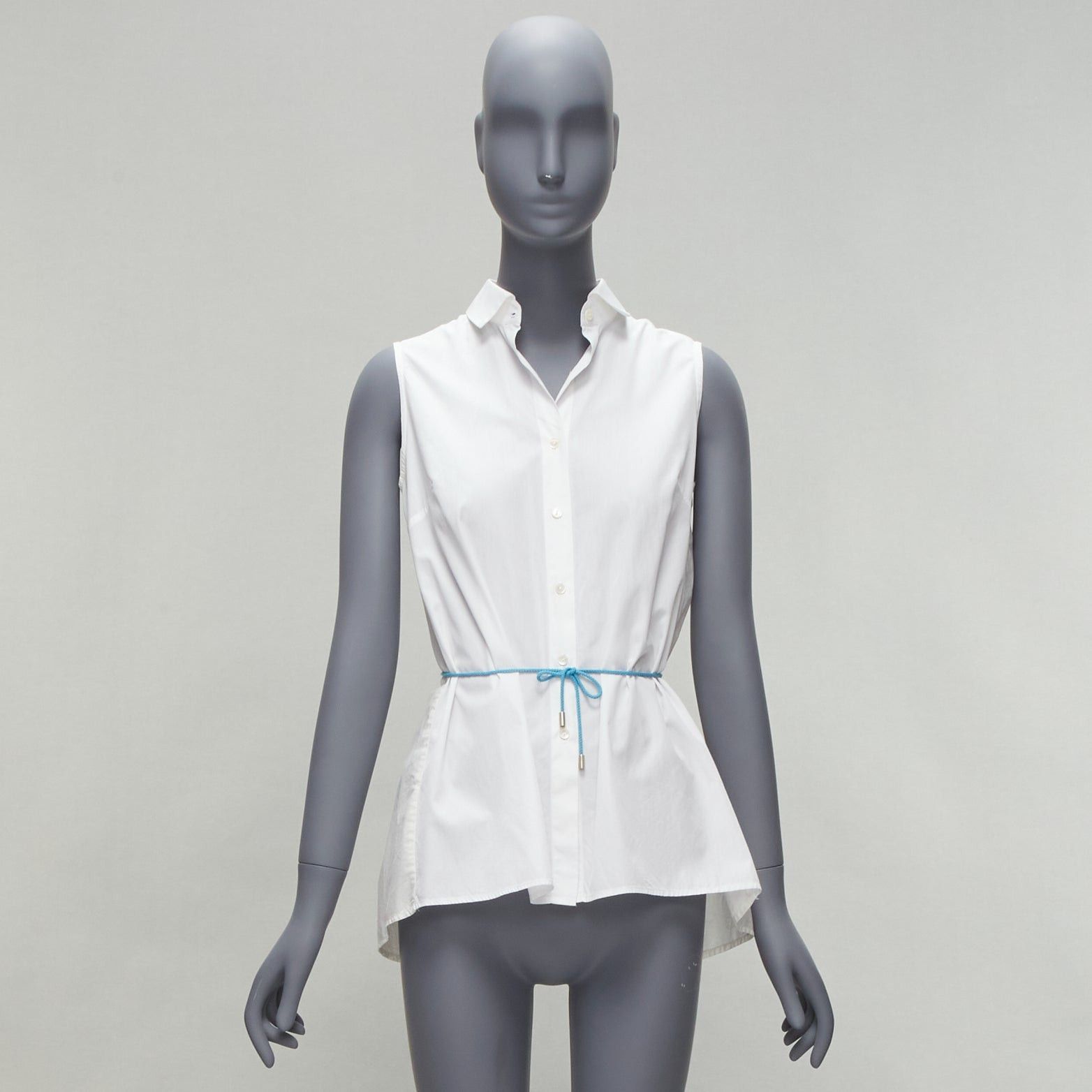 Other PALMER HARDING blue drawstring tie back white flare sleeveless shirt UK6 XS Size XS / US 0-2 / IT 36-38 - 8 Thumbnail