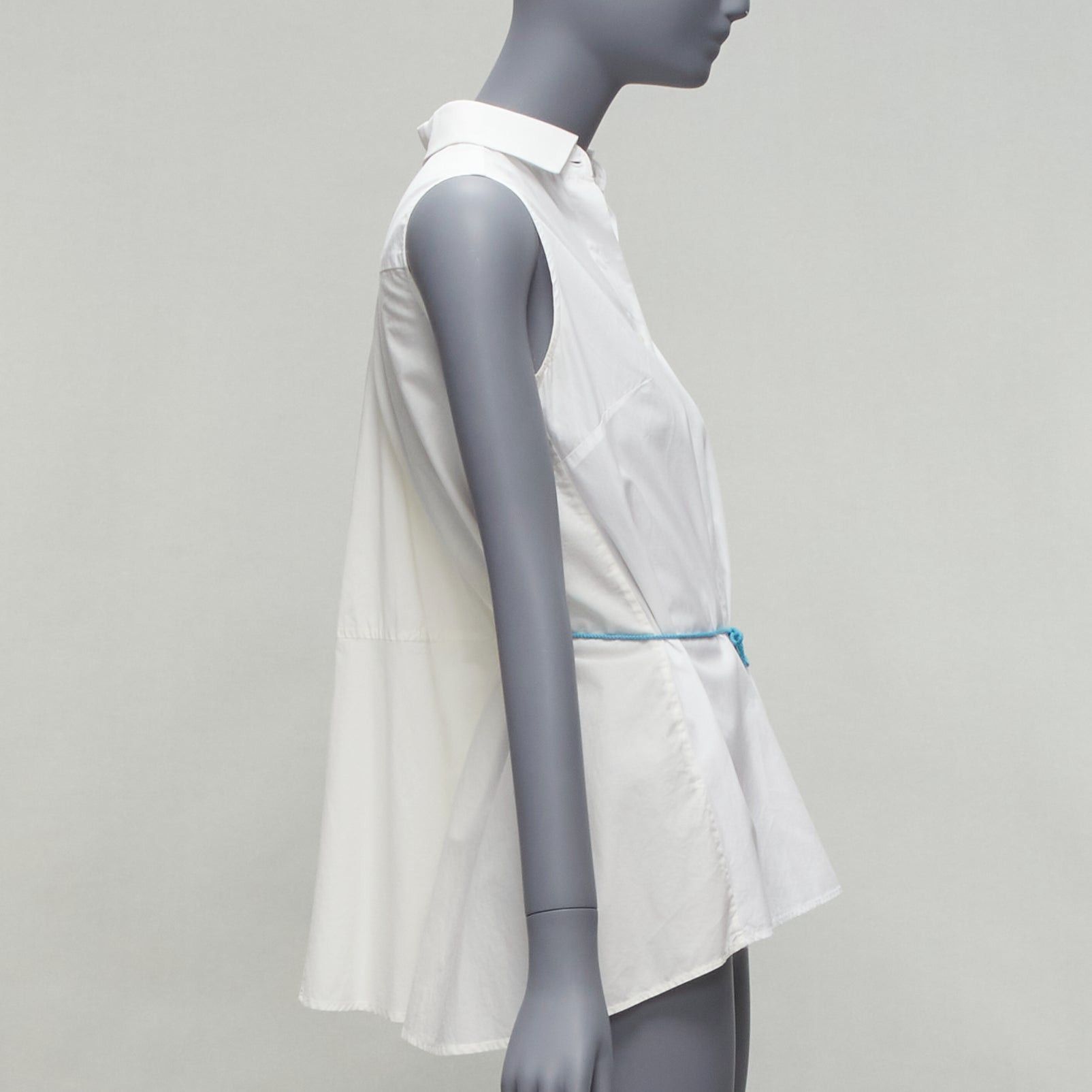 Other PALMER HARDING blue drawstring tie back white flare sleeveless shirt UK6 XS Size XS / US 0-2 / IT 36-38 - 4 Thumbnail