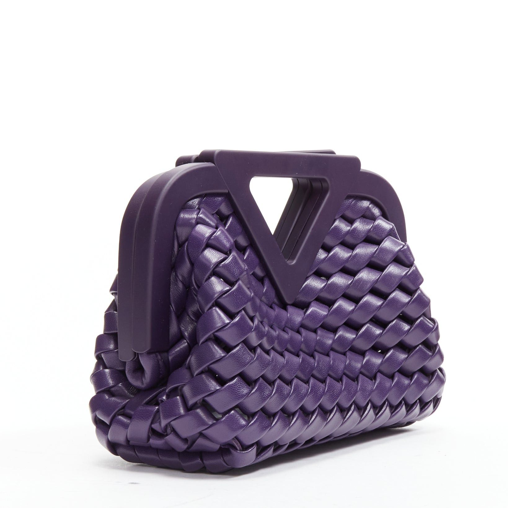 Bottega Veneta BOTTEGA VENETA Point purple Intrecciato woven leather triangle handle crossbody bag Size ONE SIZE - 3 Thumbnail