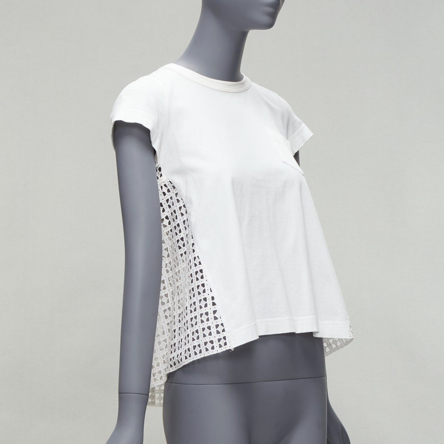 Sacai SACAI LUCK white eyelet flared back babydoll short sleeve pockted tshirt top JP1 S Size M / US 6-8 / IT 42-44 - 4 Thumbnail