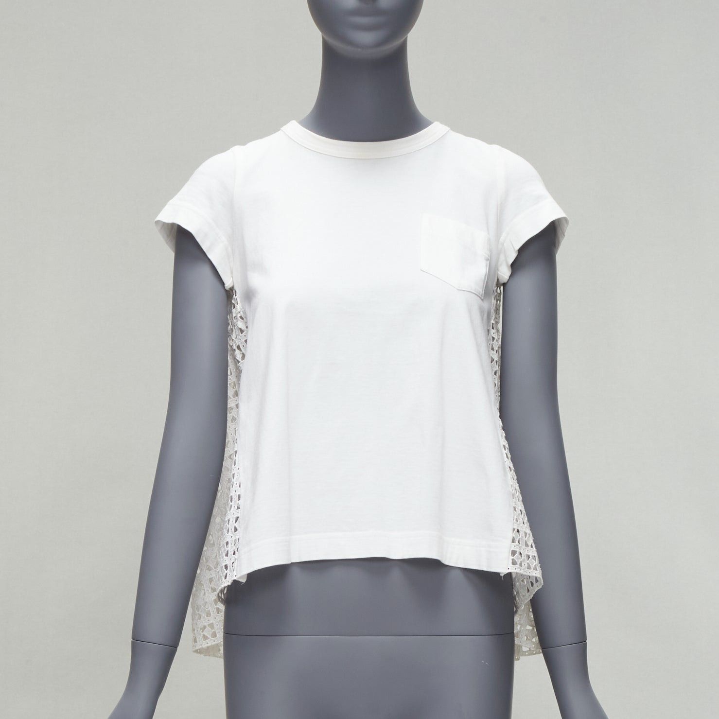 Sacai SACAI LUCK white eyelet flared back babydoll short sleeve pockted tshirt top JP1 S Size M / US 6-8 / IT 42-44 - 3 Thumbnail