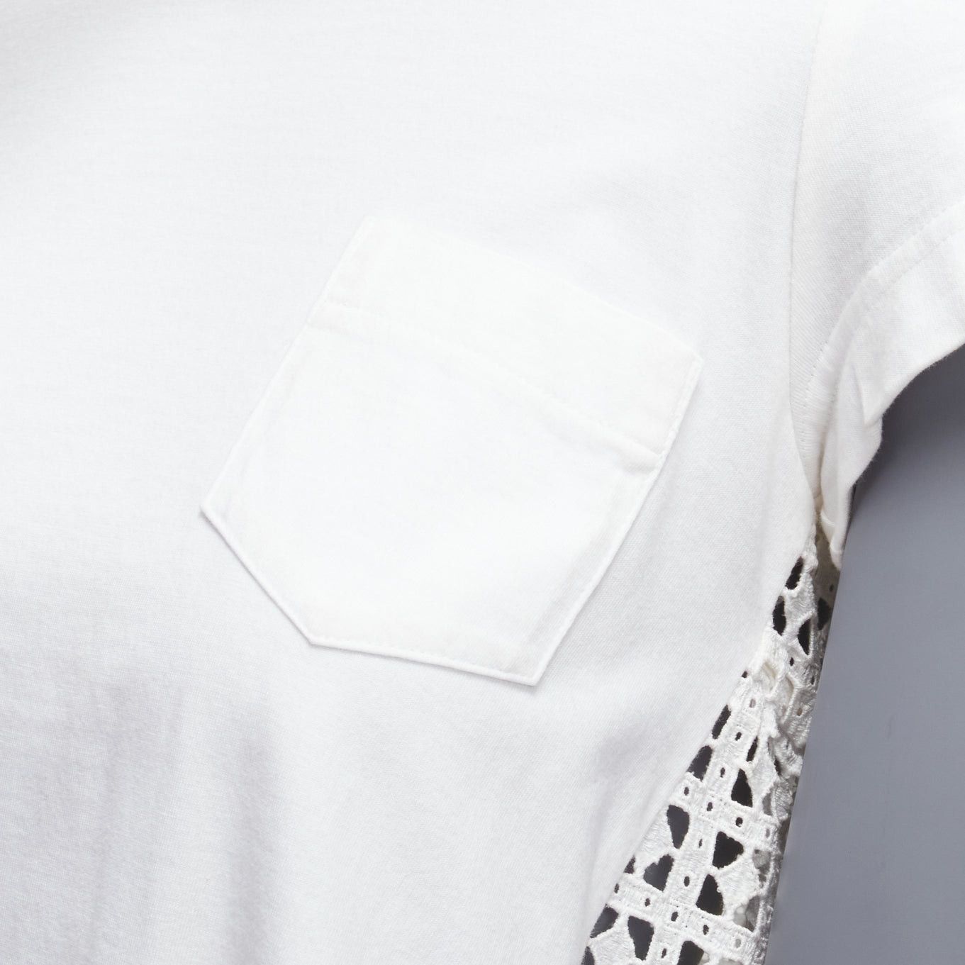 Sacai SACAI LUCK white eyelet flared back babydoll short sleeve pockted tshirt top JP1 S Size M / US 6-8 / IT 42-44 - 8 Thumbnail