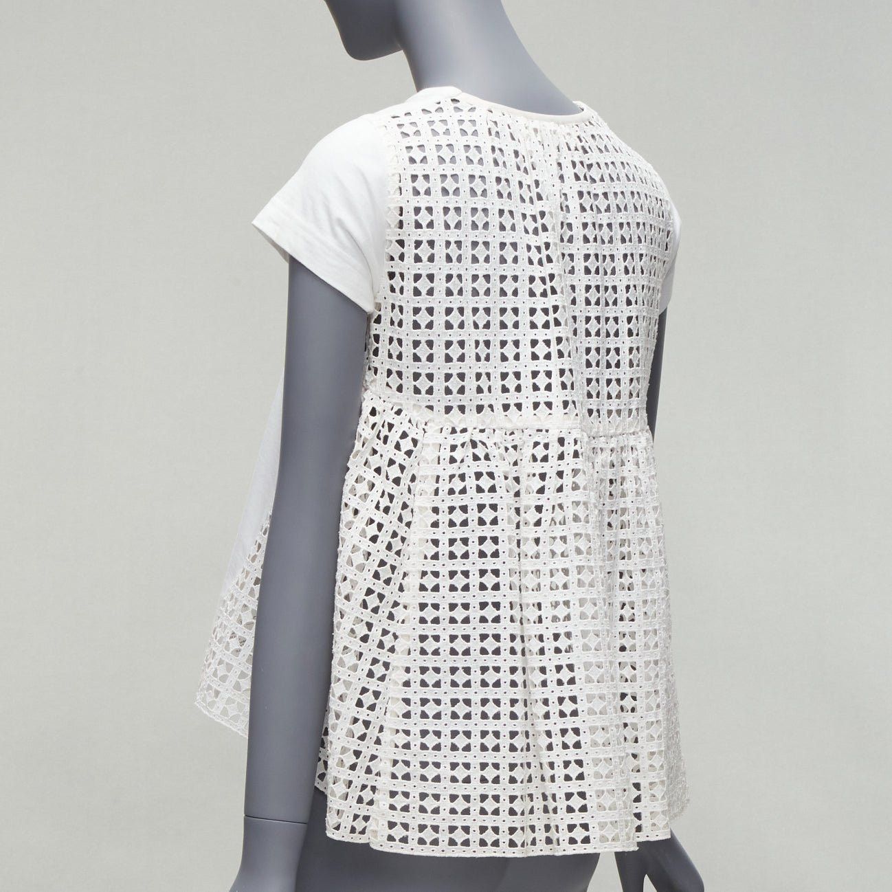 Sacai SACAI LUCK white eyelet flared back babydoll short sleeve pockted tshirt top JP1 S Size M / US 6-8 / IT 42-44 - 6 Thumbnail
