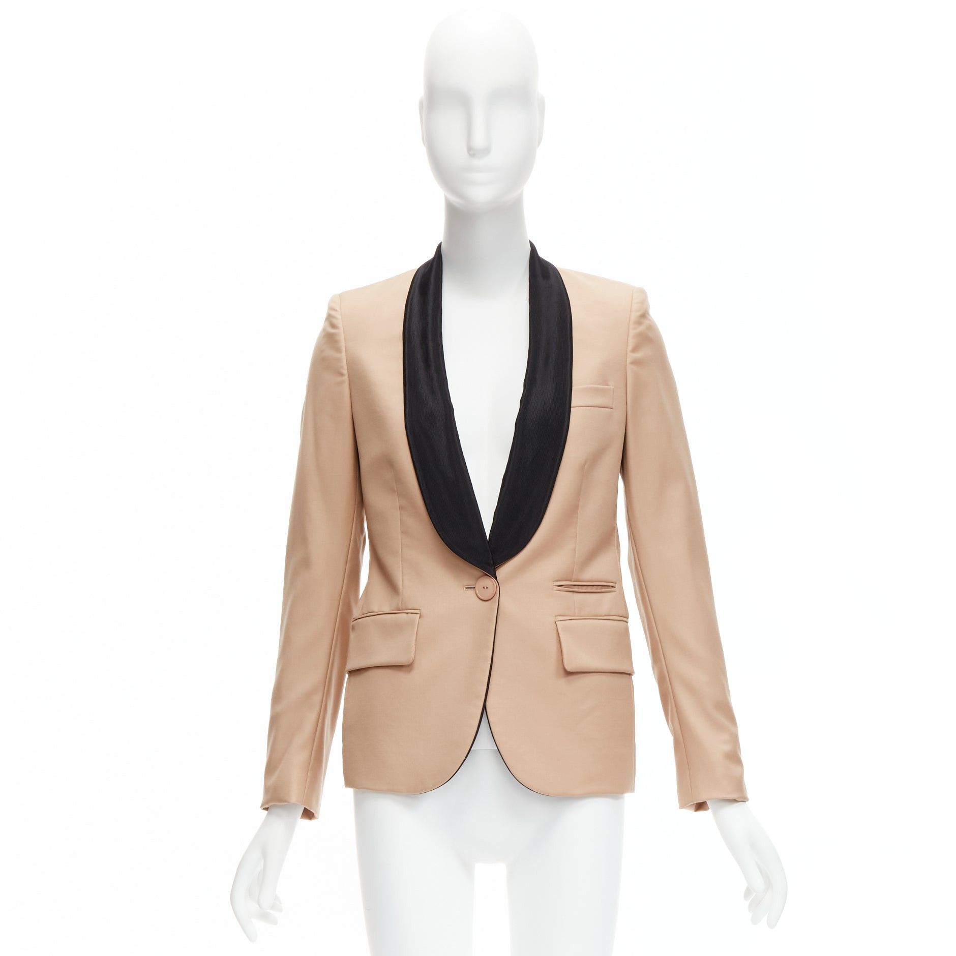Stella McCartney STELLA MCCARTNEY 2011 nude wool single breasted shawl collar multi pocket tux blazer IT36 XXS Size XS / US 0-2 / IT 36-38 - 11 Thumbnail