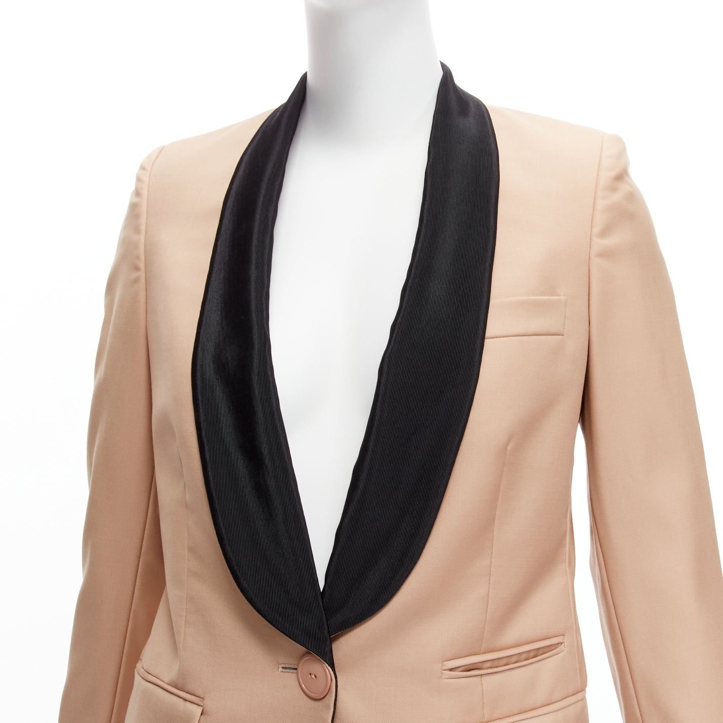 Stella McCartney STELLA MCCARTNEY 2011 nude wool single breasted shawl collar multi pocket tux blazer IT36 XXS Size XS / US 0-2 / IT 36-38 - 2 Thumbnail