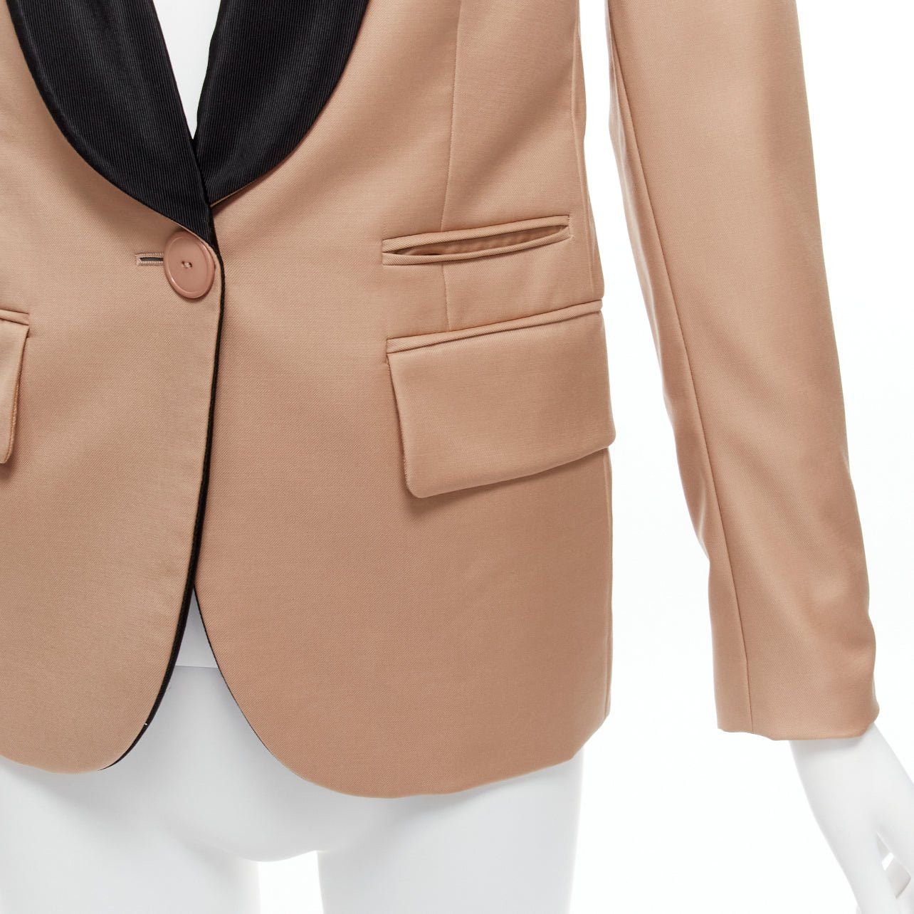 Stella McCartney STELLA MCCARTNEY 2011 nude wool single breasted shawl collar multi pocket tux blazer IT36 XXS Size XS / US 0-2 / IT 36-38 - 9 Thumbnail