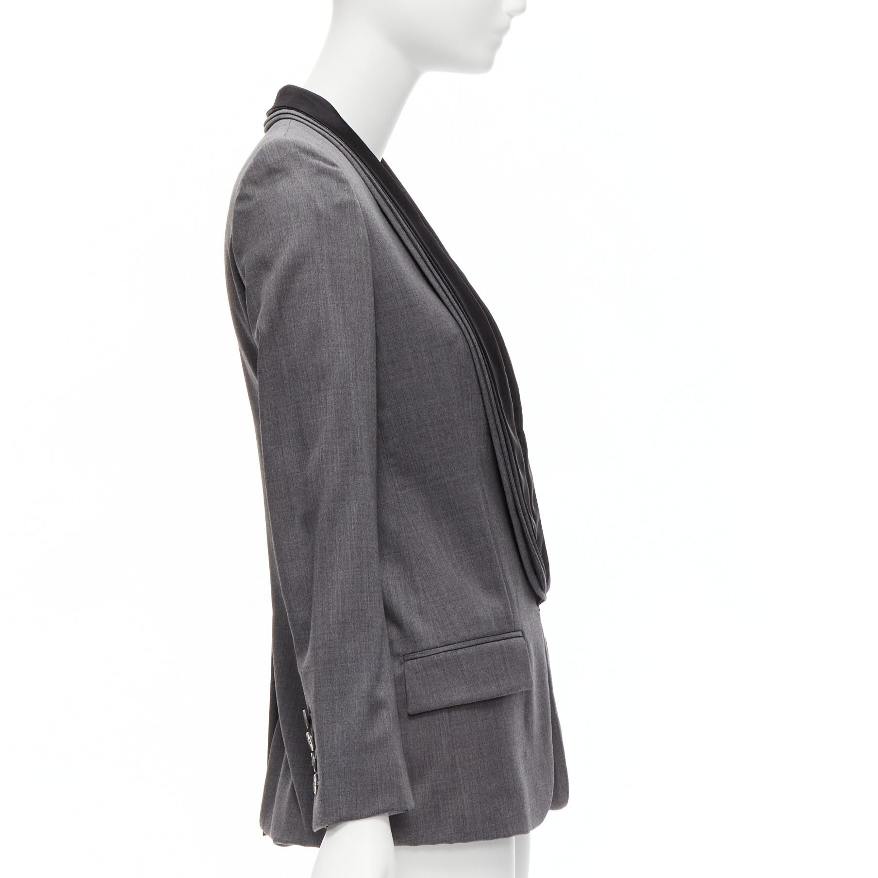 Stella McCartney STELLA MCCARTNEY 2011 grey wool triple layer shawl pocketed fitted blazer IT36 XXS Size XS / US 0-2 / IT 36-38 - 5 Thumbnail