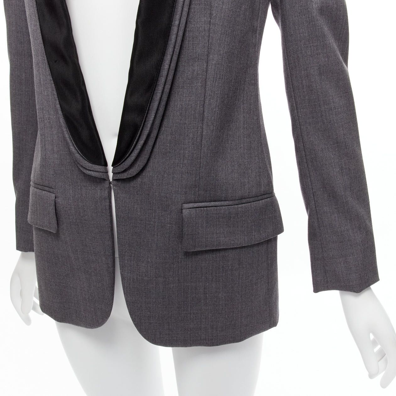 Stella McCartney STELLA MCCARTNEY 2011 grey wool triple layer shawl pocketed fitted blazer IT36 XXS Size XS / US 0-2 / IT 36-38 - 2 Thumbnail