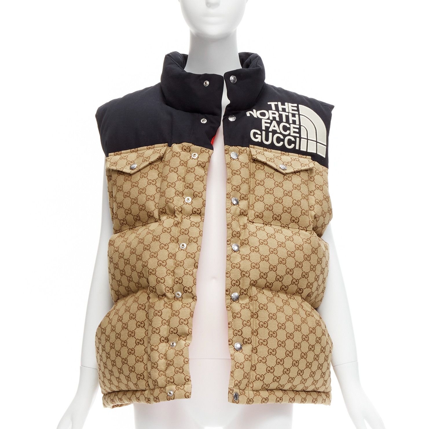 Gucci GUCCI THE NORTH FACE black beige big logo GG monogram padded vest jacket IT40 S Size S / US 4 / IT 40 - 3 Thumbnail