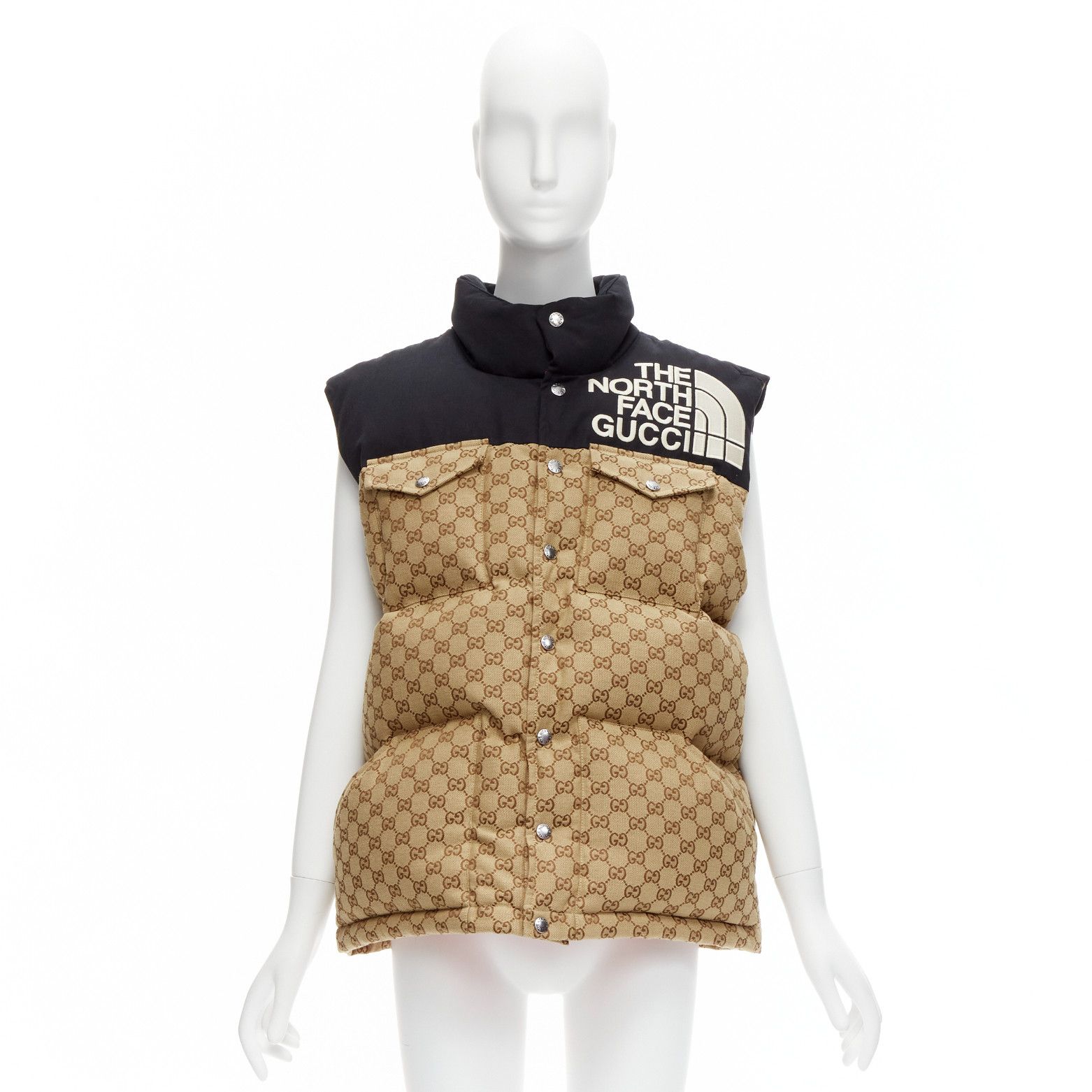 Gucci GUCCI THE NORTH FACE black beige big logo GG monogram padded vest jacket IT40 S Size S / US 4 / IT 40 - 10 Thumbnail