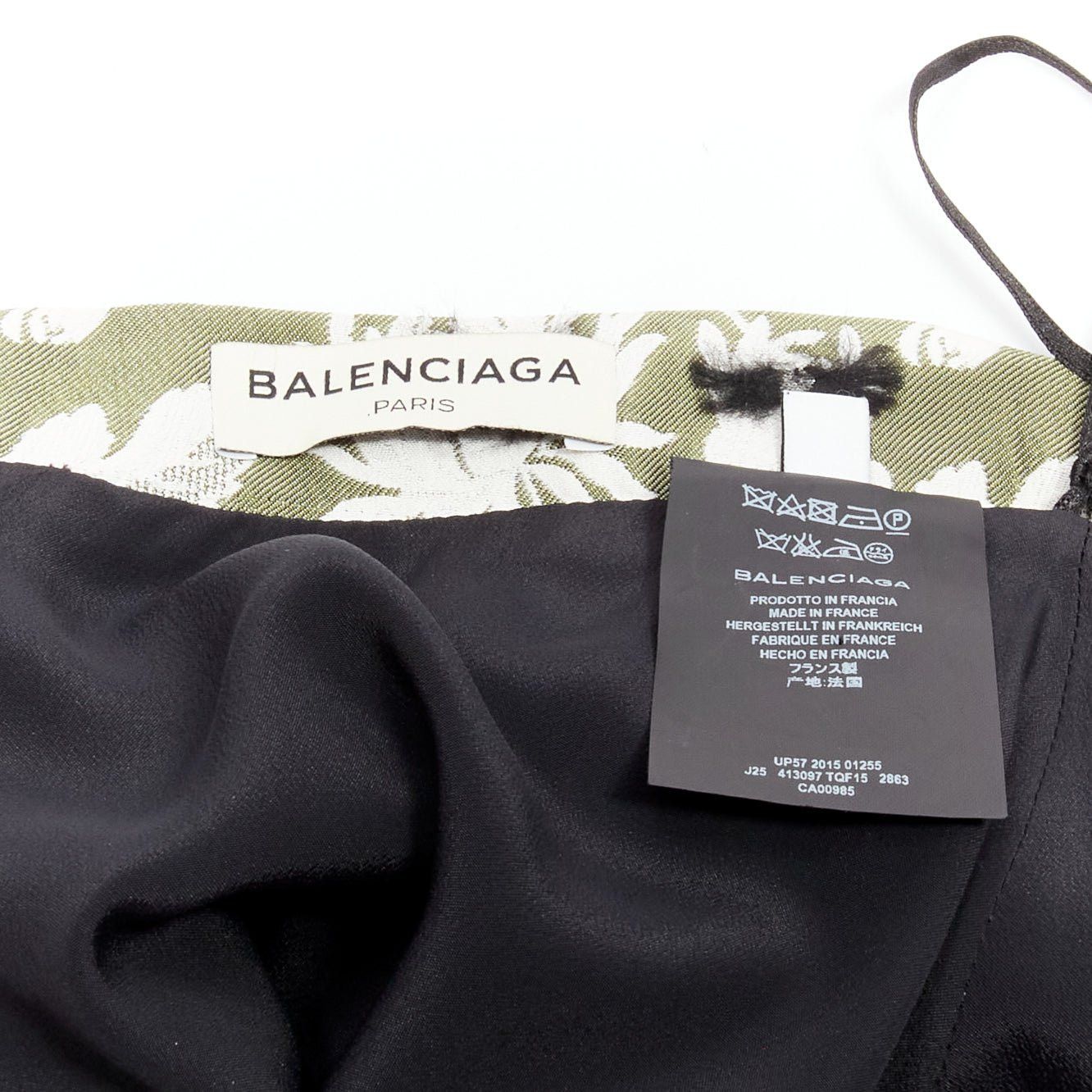 Balenciaga BALENCIAGA 2015 grey green black fringe embellishment white floral midi skirt FR36 S Size 27" / US 4 / IT 40 - 8 Thumbnail