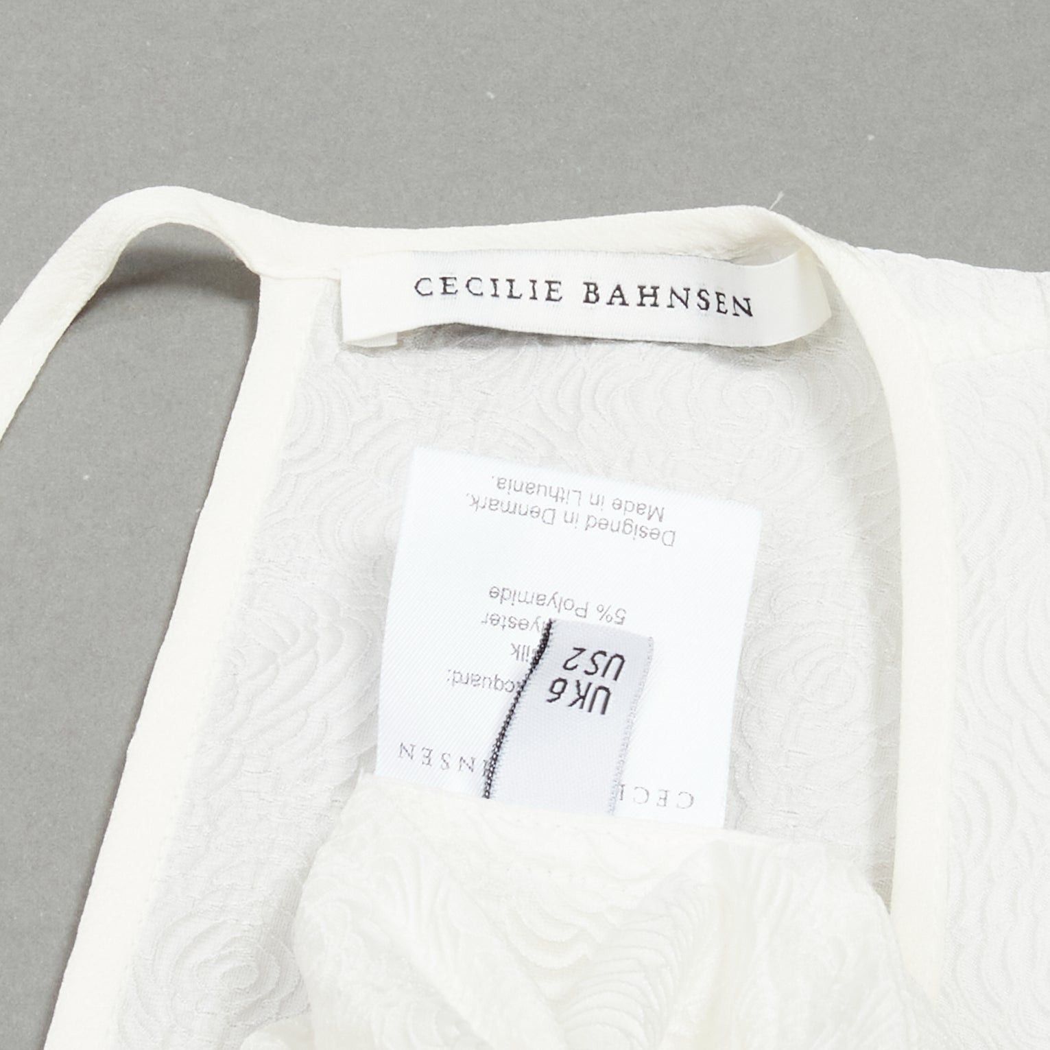 Cecilie Bahnsen CECILIE BAHNSEN white silk blend jacquard sleeveless babydoll midi dress UK6 XS Size XS / US 0-2 / IT 36-38 - 9 Thumbnail