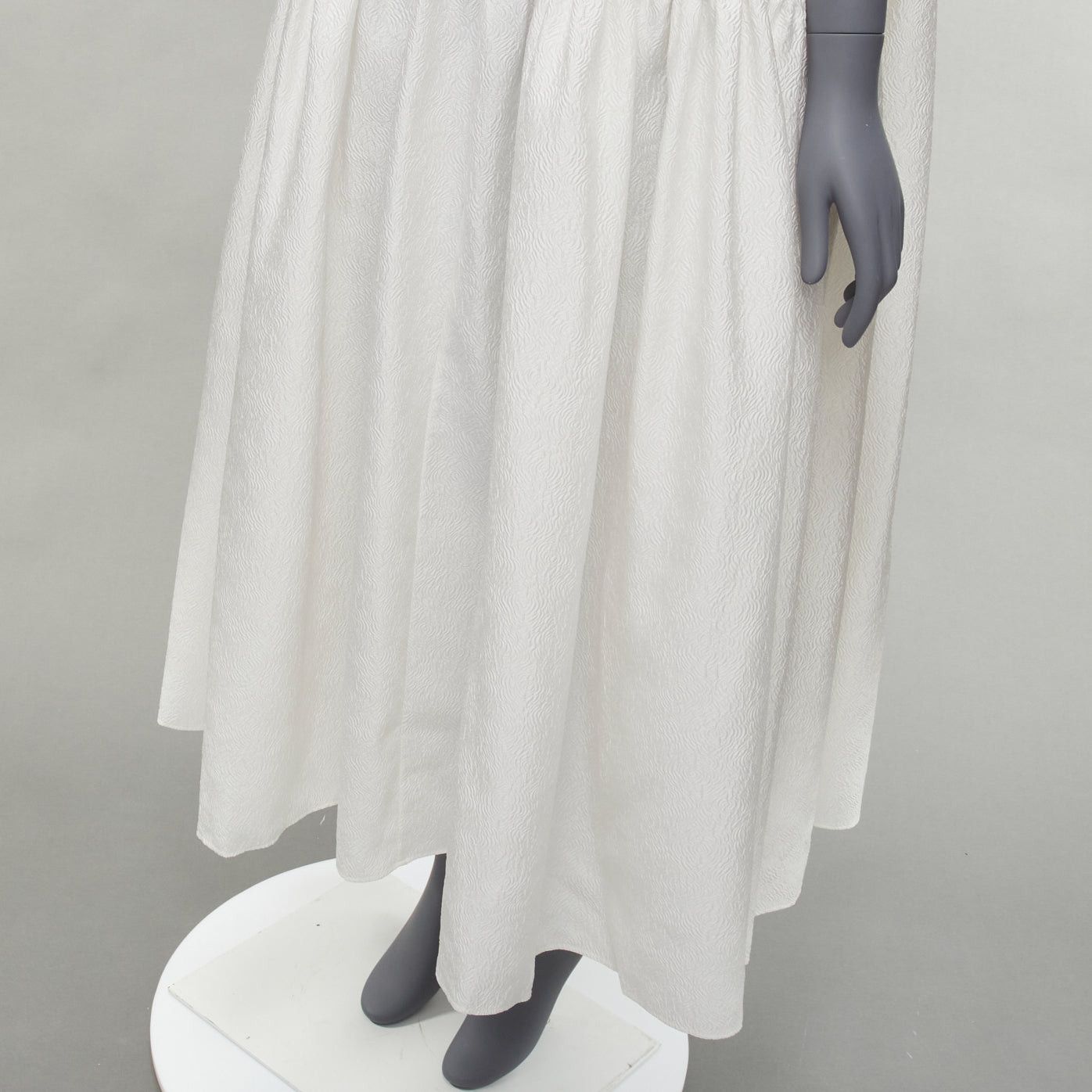 Cecilie Bahnsen CECILIE BAHNSEN white silk blend jacquard sleeveless babydoll midi dress UK6 XS Size XS / US 0-2 / IT 36-38 - 8 Thumbnail