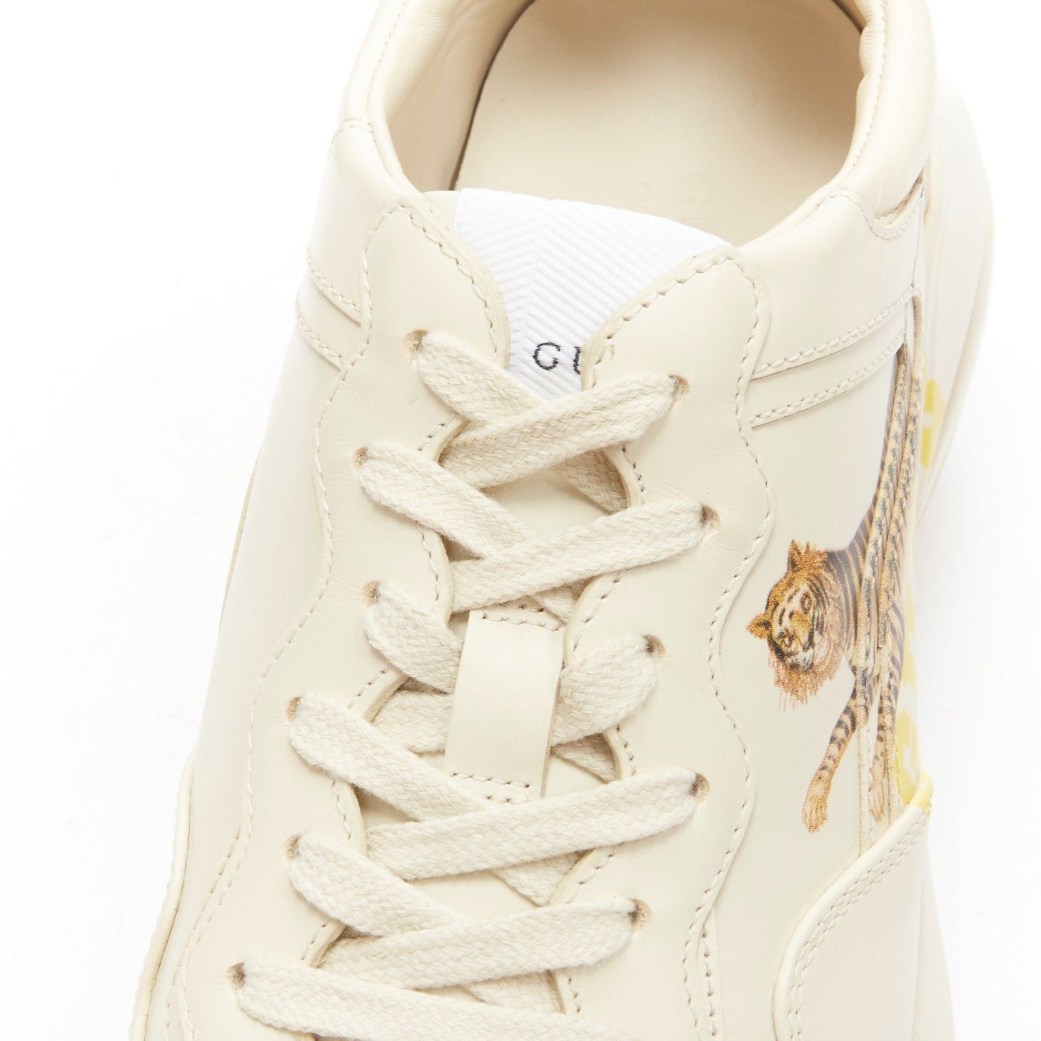 Gucci GUCCI Rhyton cream Tiger print leather panelled chunky dad sneakers EU37.5 Size US 7.5 / IT 37.5 - 9 Thumbnail