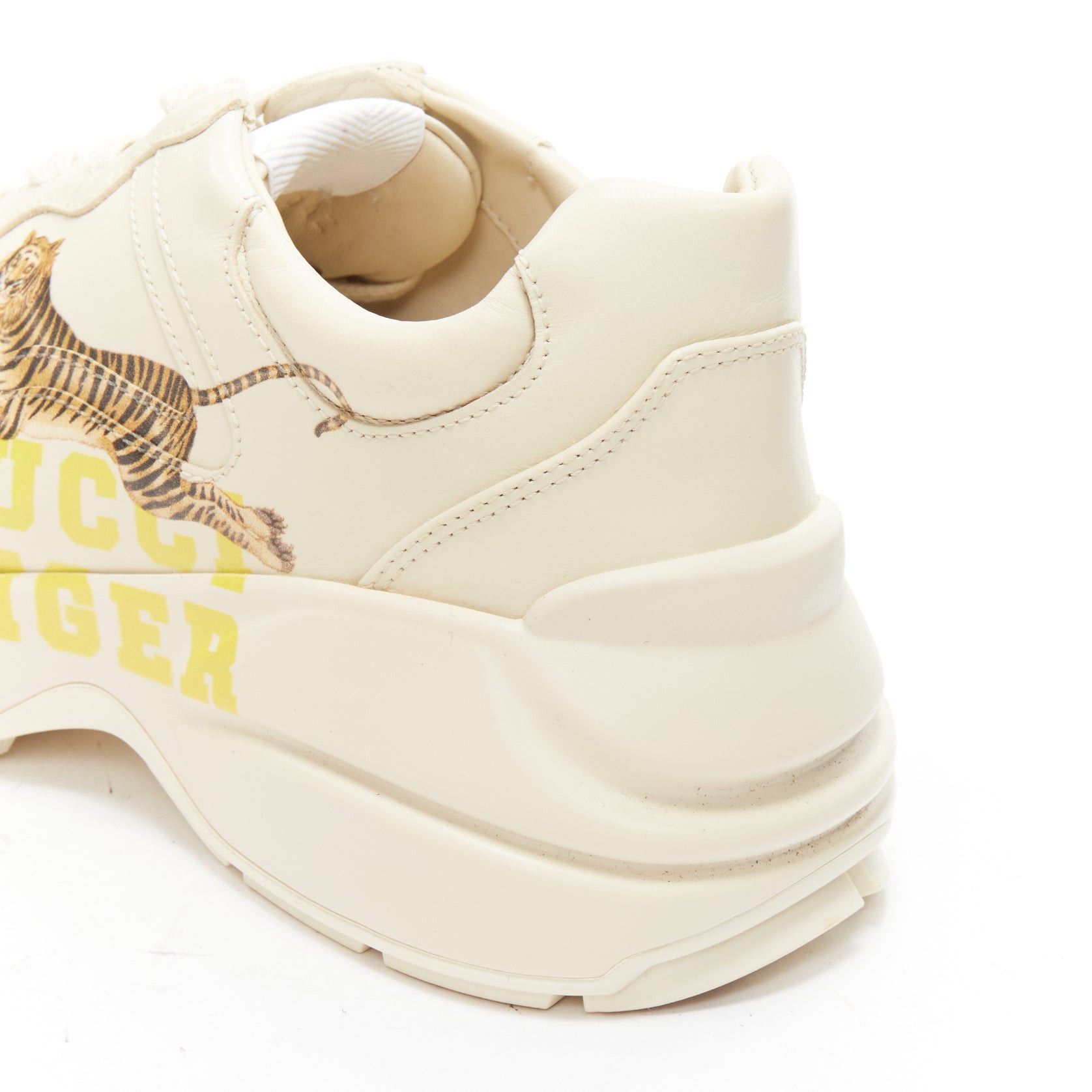 Gucci GUCCI Rhyton cream Tiger print leather panelled chunky dad sneakers EU37.5 Size US 7.5 / IT 37.5 - 8 Thumbnail