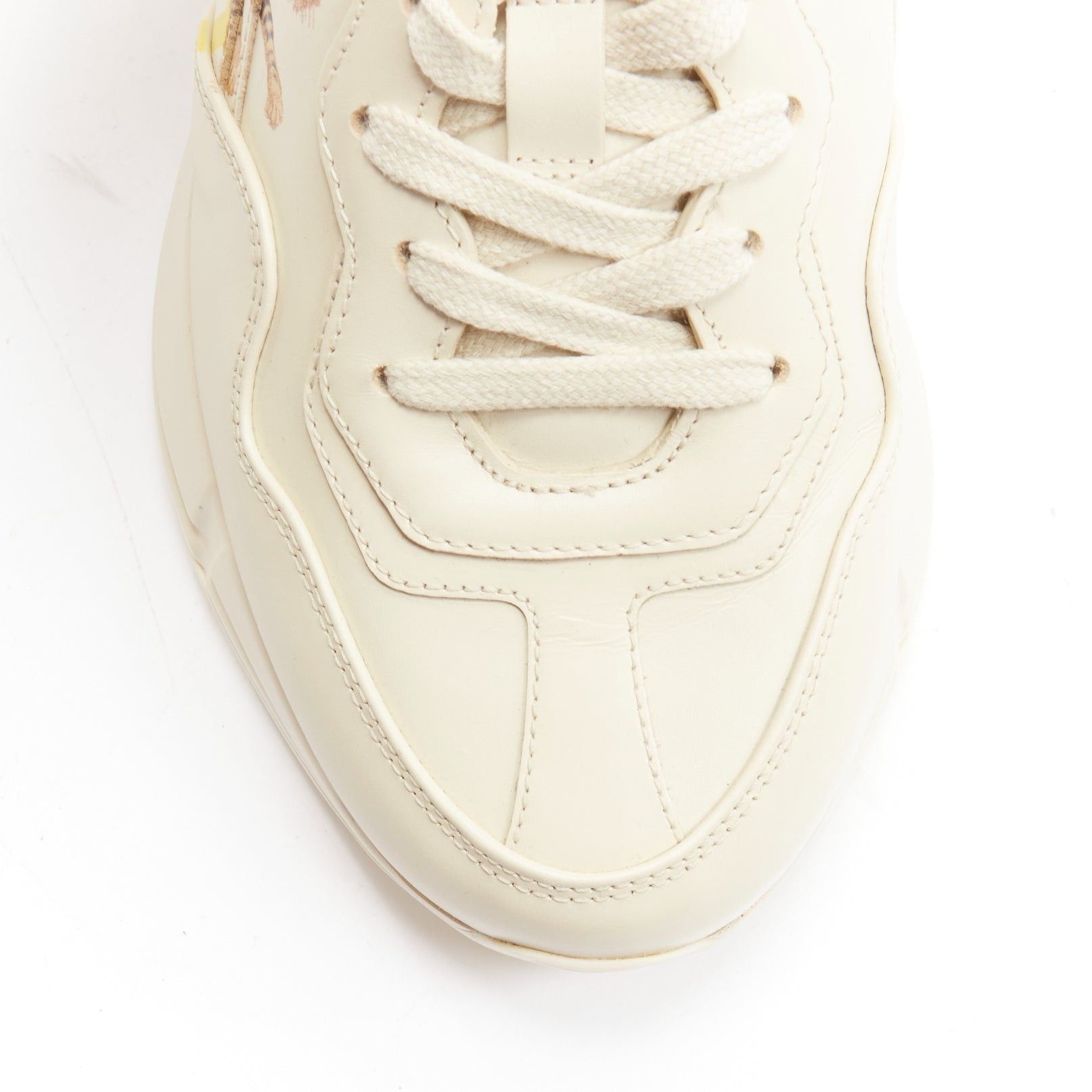 Gucci GUCCI Rhyton cream Tiger print leather panelled chunky dad sneakers EU37.5 Size US 7.5 / IT 37.5 - 7 Thumbnail