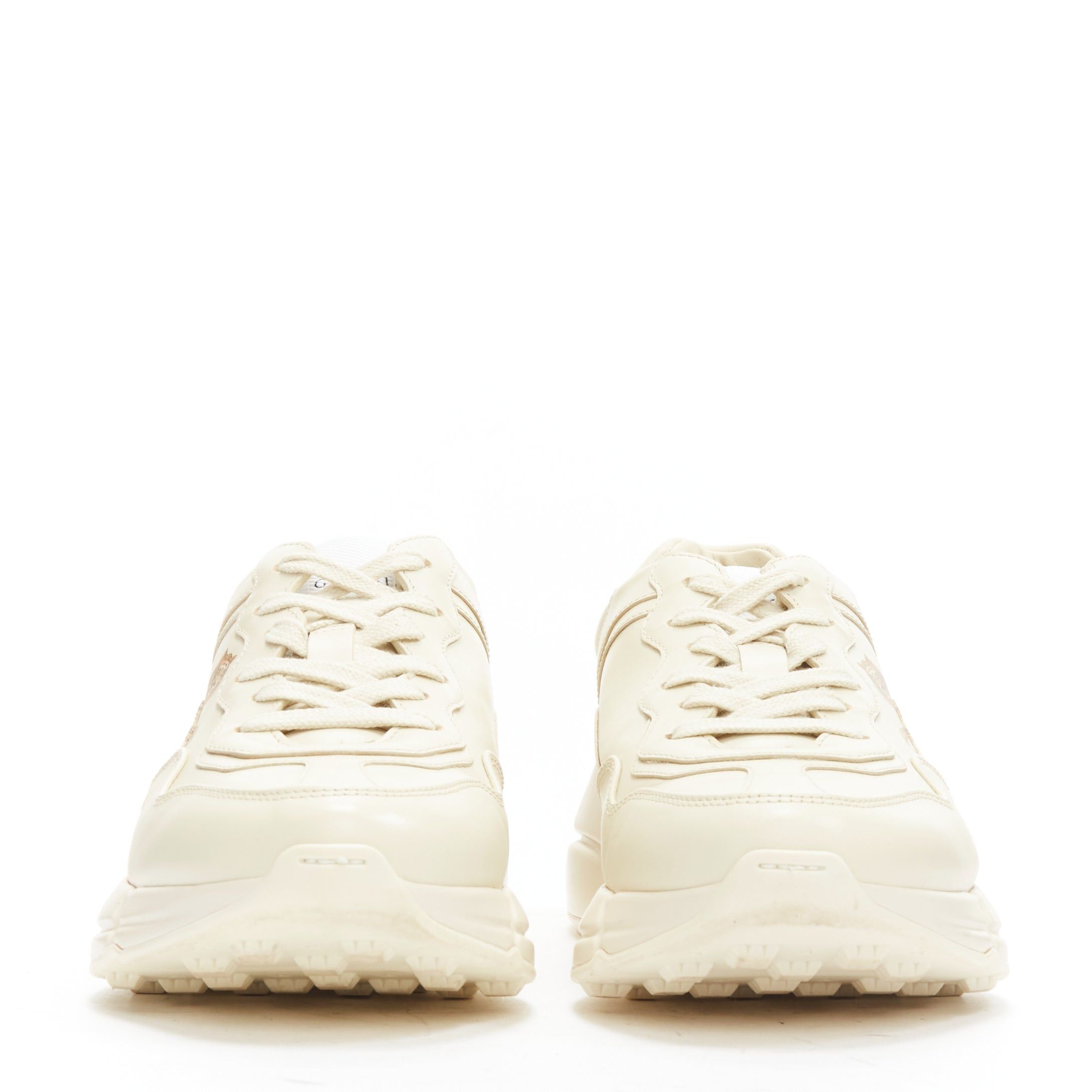 Gucci GUCCI Rhyton cream Tiger print leather panelled chunky dad sneakers EU37.5 Size US 7.5 / IT 37.5 - 3 Thumbnail